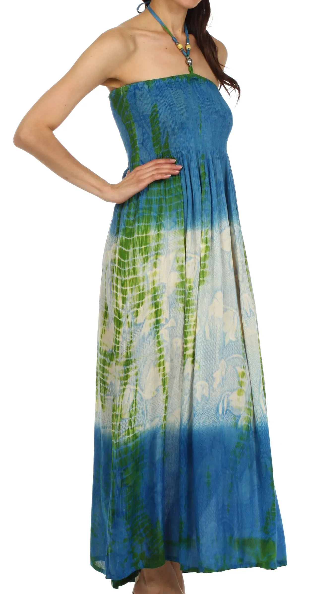 Sakkas Athena Multi-Color Tie Dye Smocked Dress