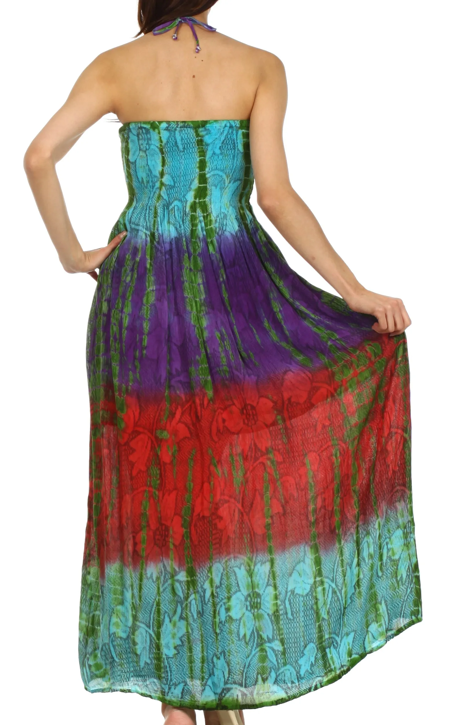 Sakkas Athena Multi-Color Tie Dye Smocked Dress