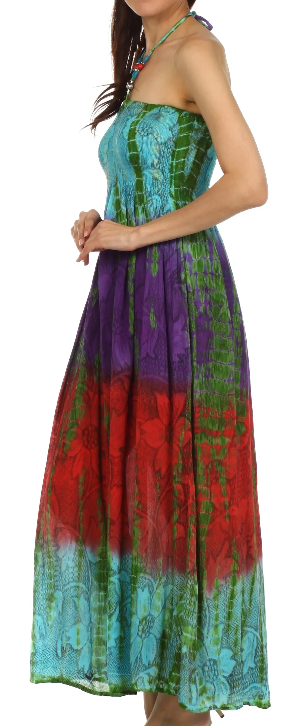 Sakkas Athena Multi-Color Tie Dye Smocked Dress