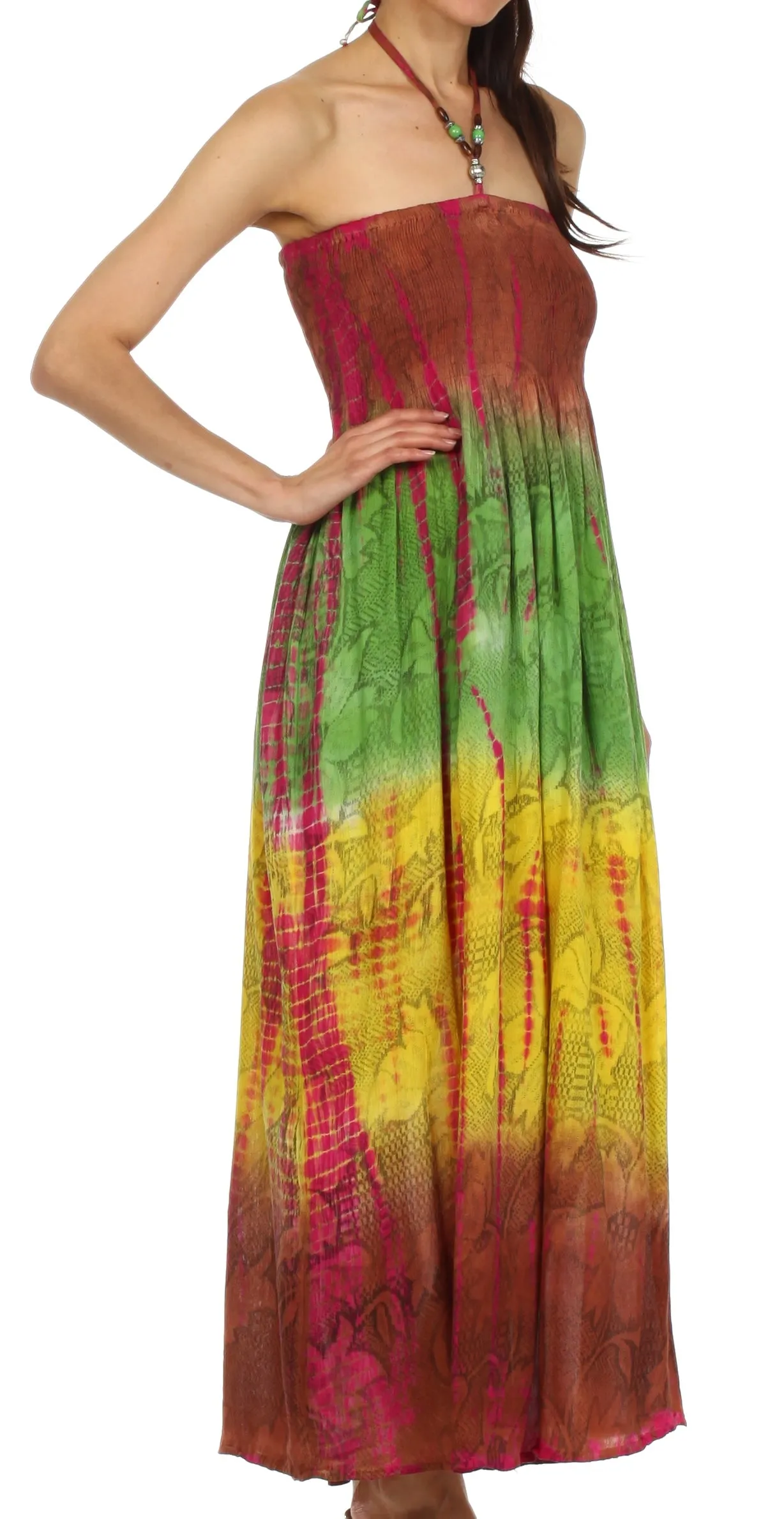 Sakkas Athena Multi-Color Tie Dye Smocked Dress