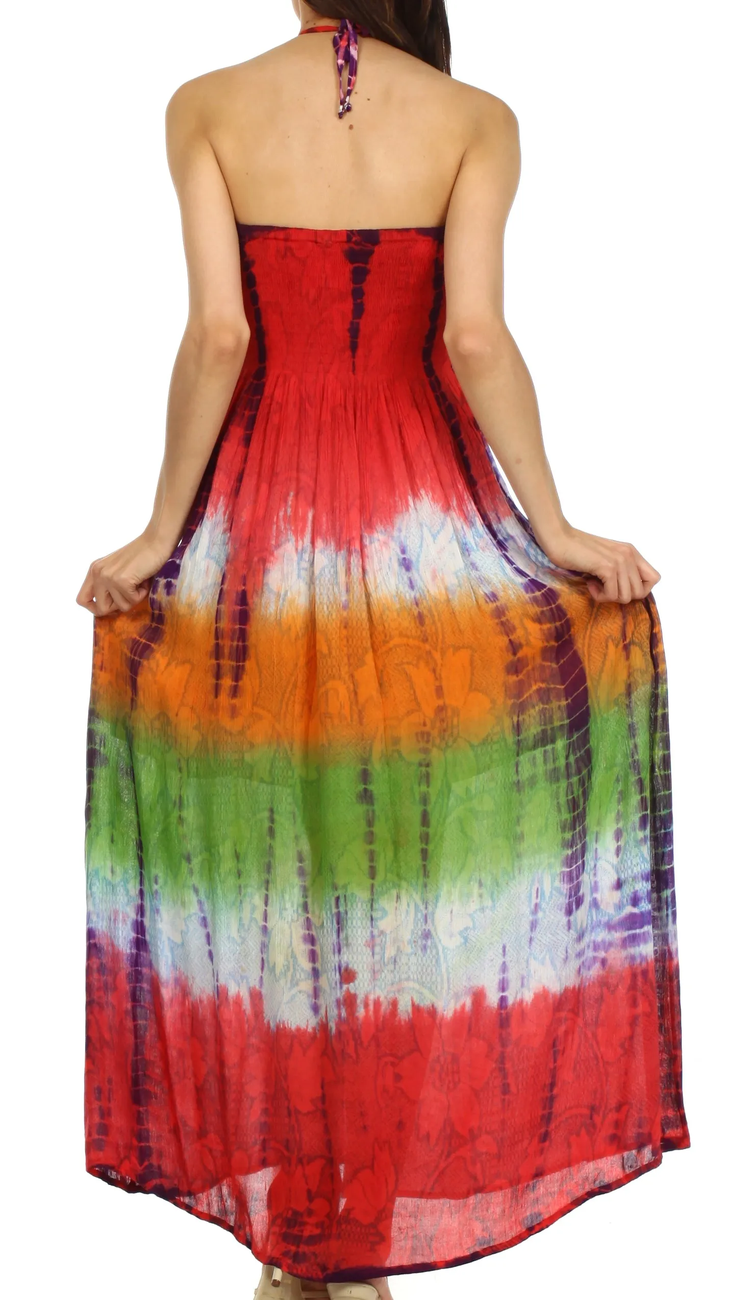 Sakkas Athena Multi-Color Tie Dye Smocked Dress