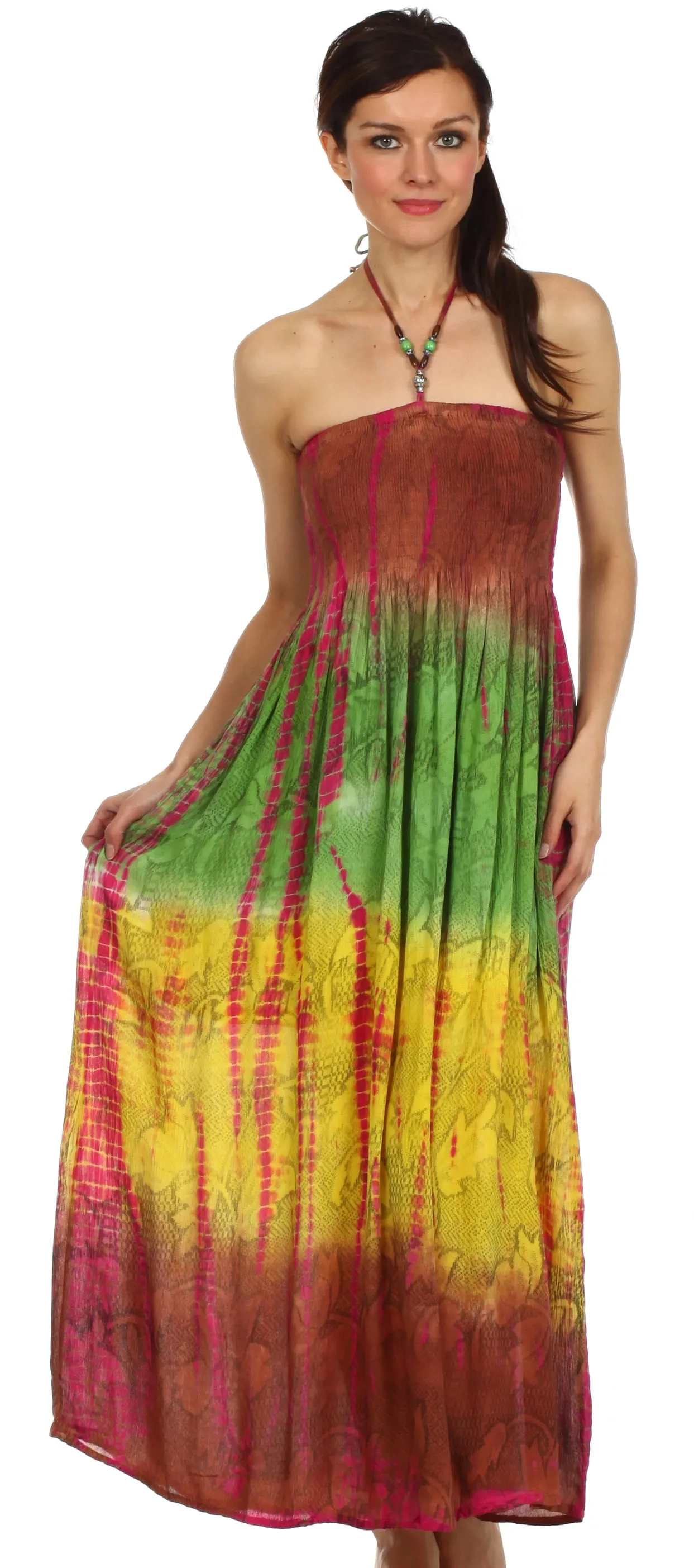 Sakkas Athena Multi-Color Tie Dye Smocked Dress