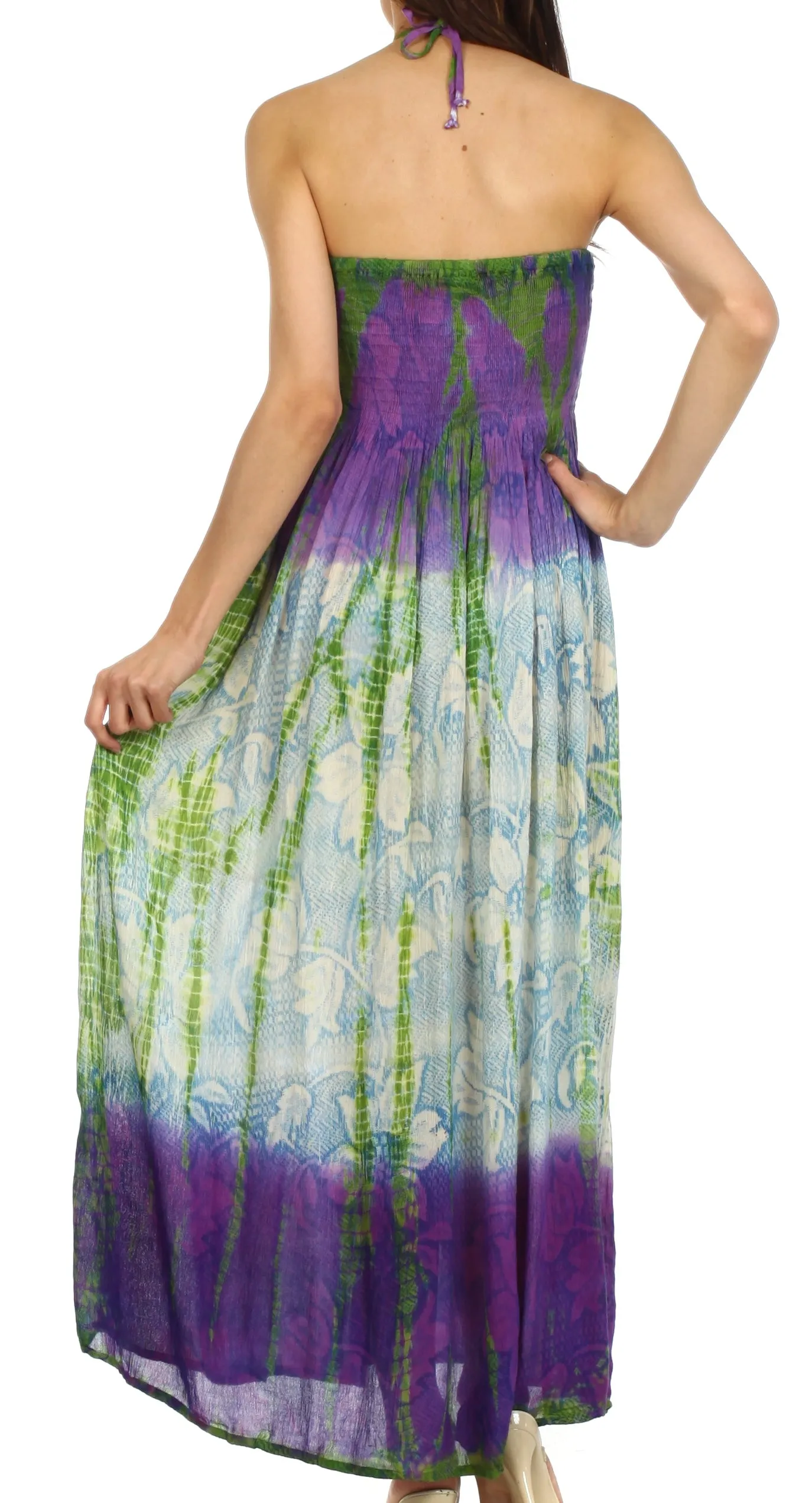 Sakkas Athena Multi-Color Tie Dye Smocked Dress