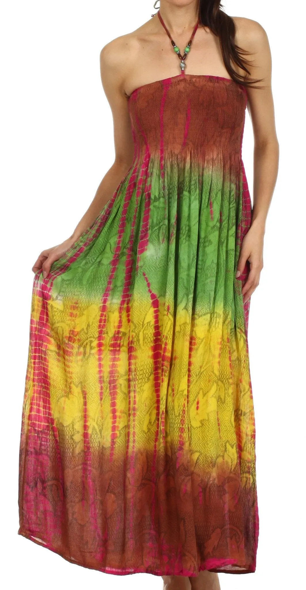 Sakkas Athena Multi-Color Tie Dye Smocked Dress