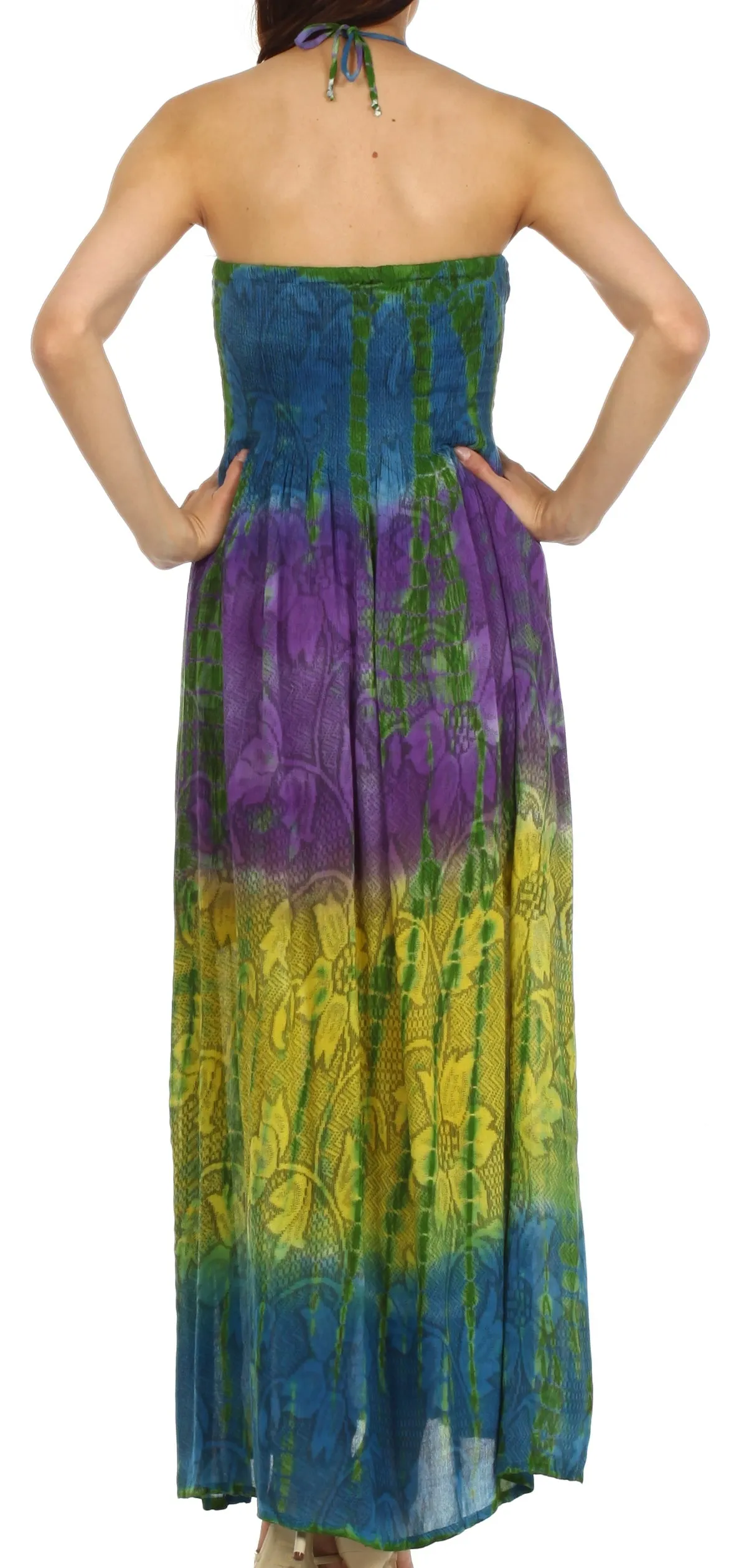 Sakkas Athena Multi-Color Tie Dye Smocked Dress