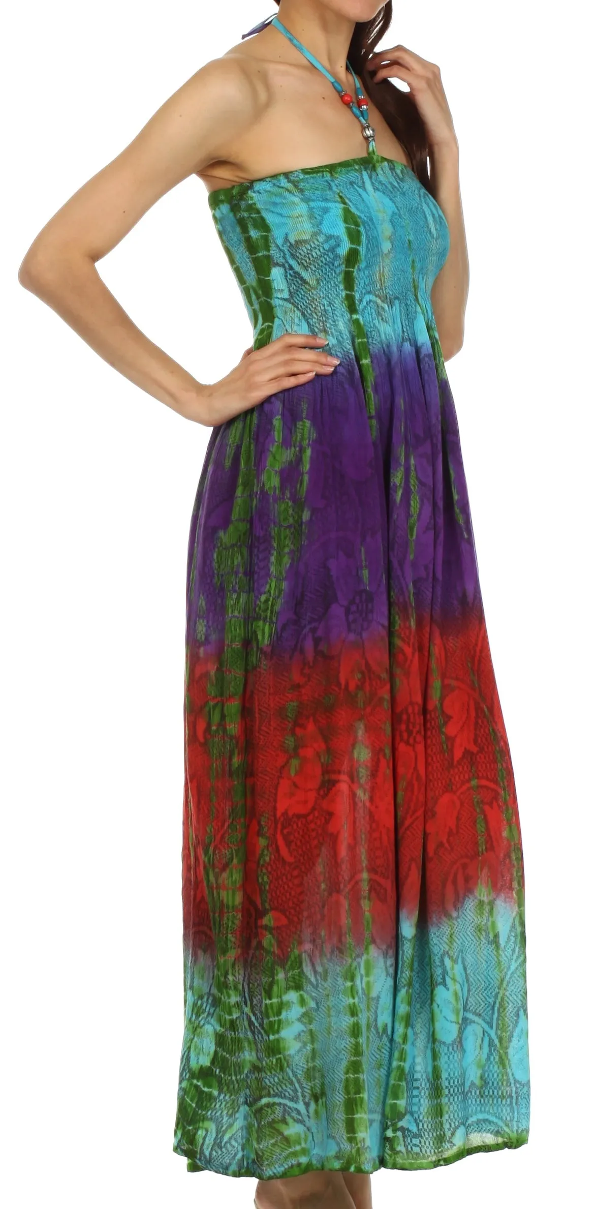 Sakkas Athena Multi-Color Tie Dye Smocked Dress