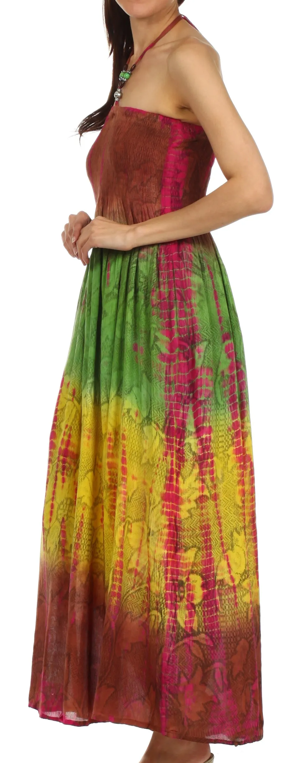 Sakkas Athena Multi-Color Tie Dye Smocked Dress