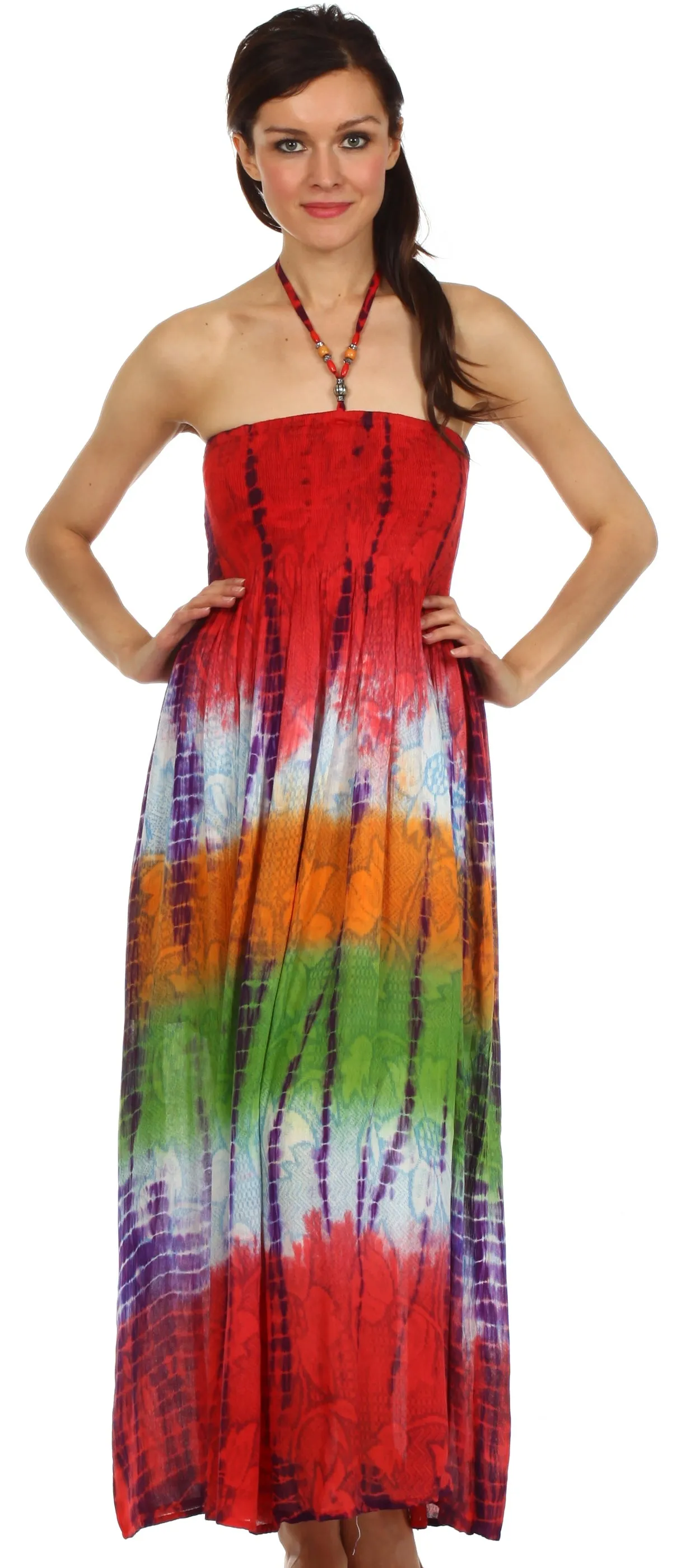 Sakkas Athena Multi-Color Tie Dye Smocked Dress