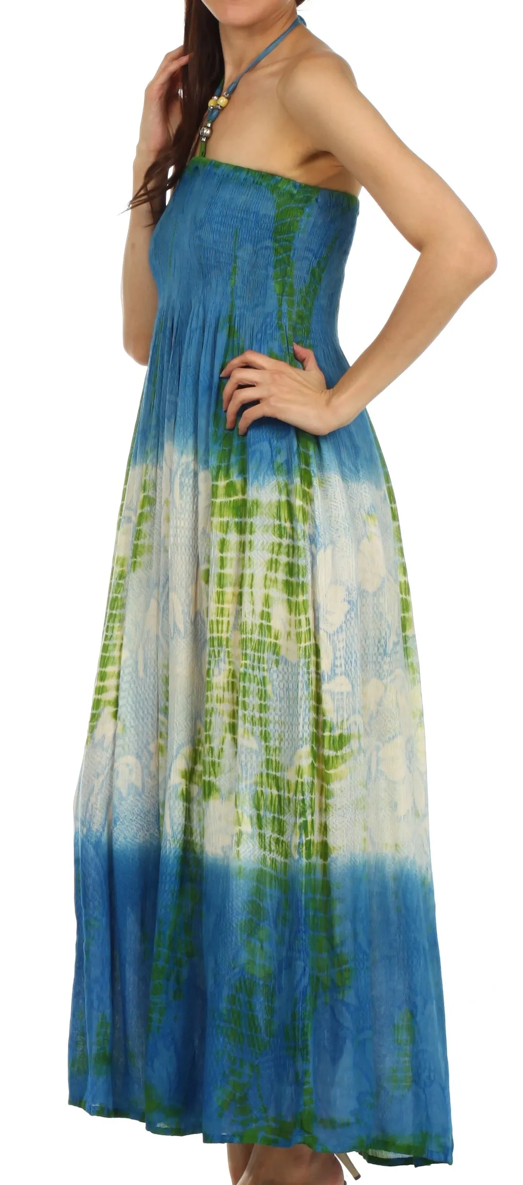 Sakkas Athena Multi-Color Tie Dye Smocked Dress