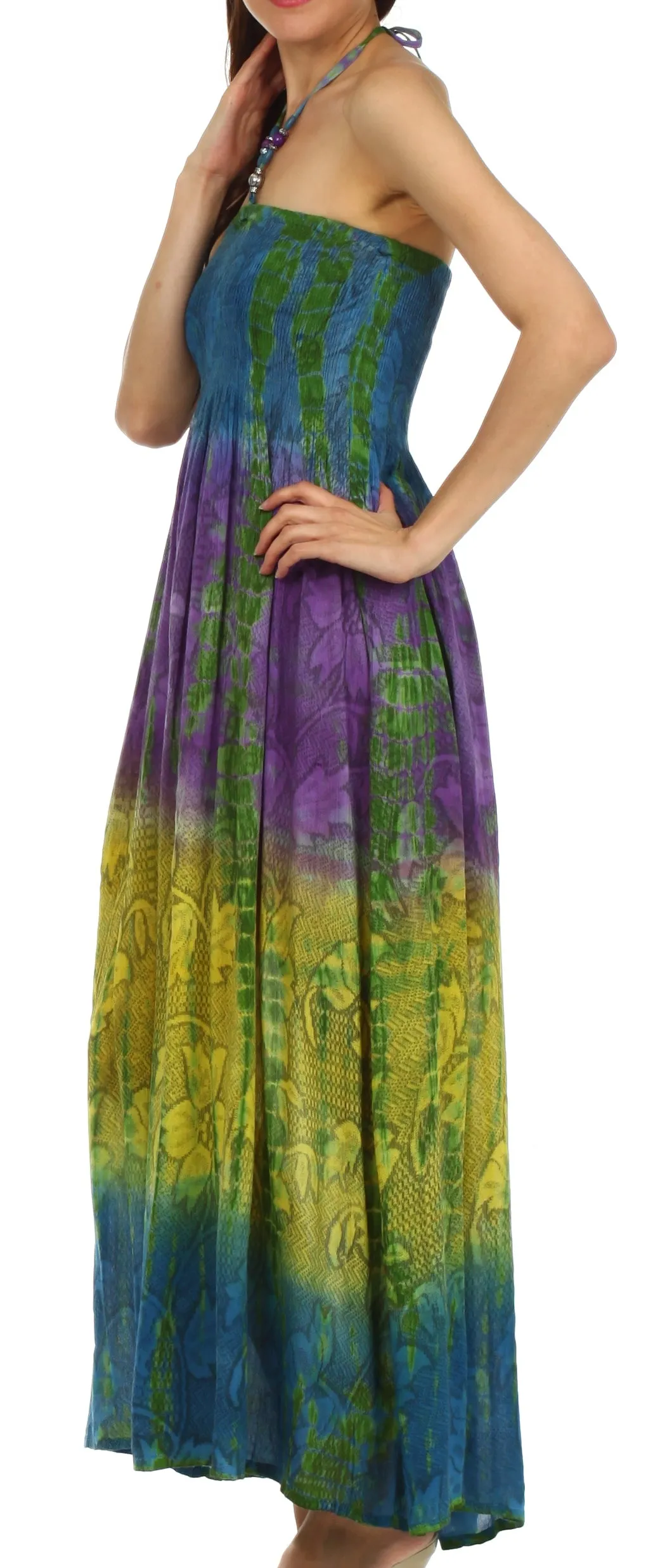 Sakkas Athena Multi-Color Tie Dye Smocked Dress