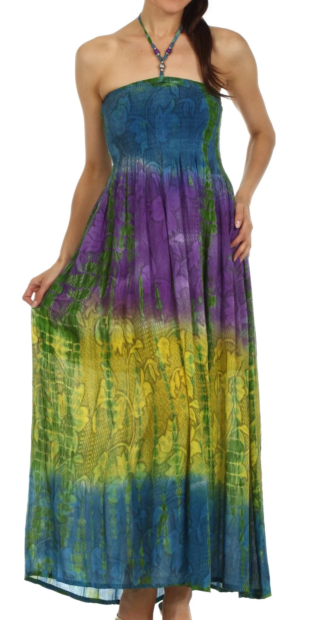 Sakkas Athena Multi-Color Tie Dye Smocked Dress