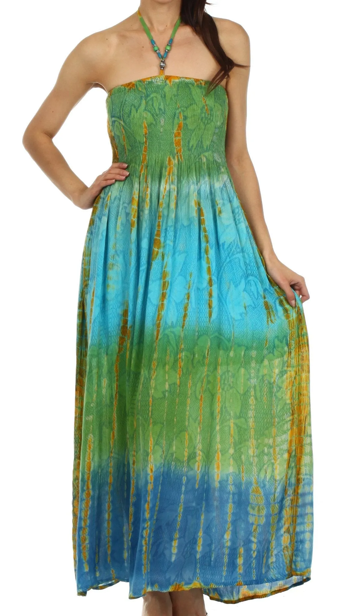 Sakkas Athena Multi-Color Tie Dye Smocked Dress