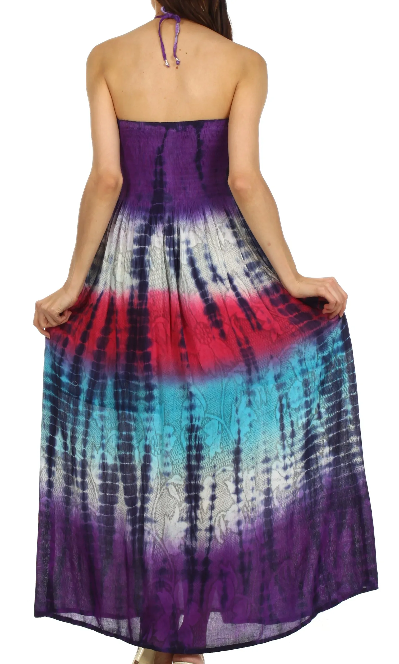 Sakkas Athena Multi-Color Tie Dye Smocked Dress