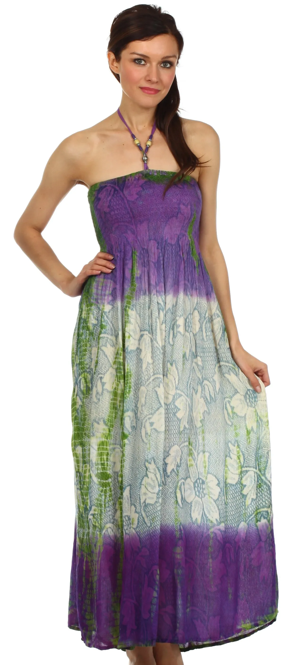 Sakkas Athena Multi-Color Tie Dye Smocked Dress