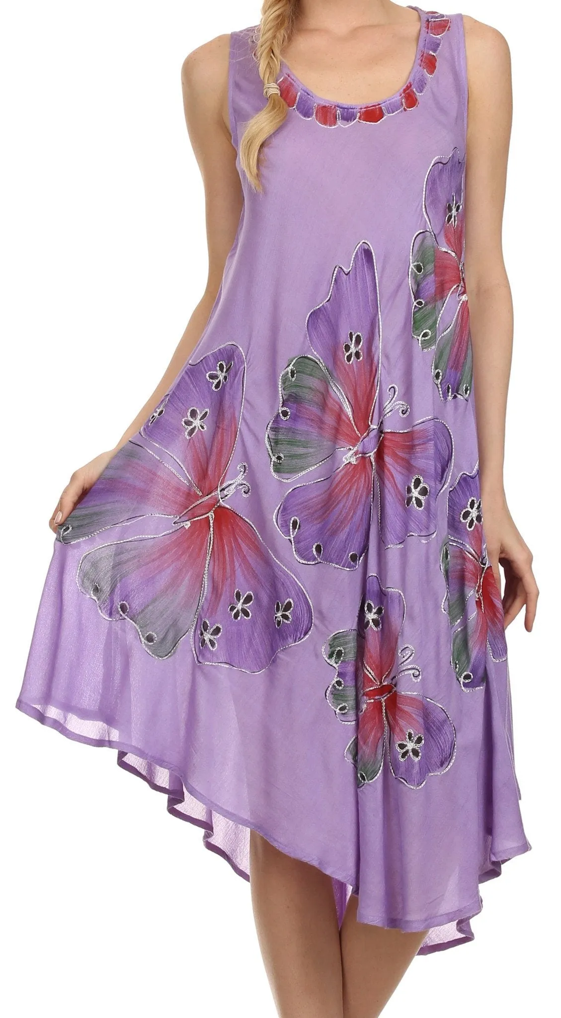 Sakkas Bailey Spring Butterfly Embroidered Caftan Dress / Cover Up