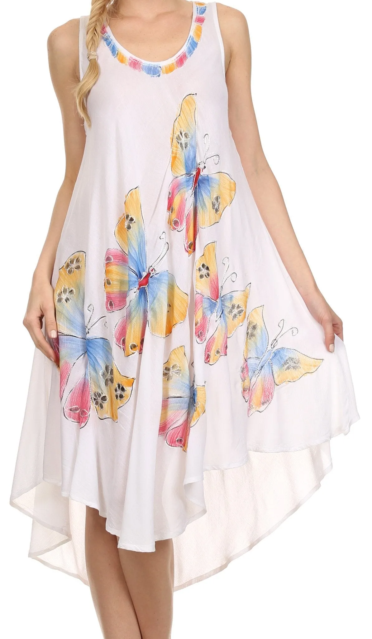 Sakkas Bailey Spring Butterfly Embroidered Caftan Dress / Cover Up