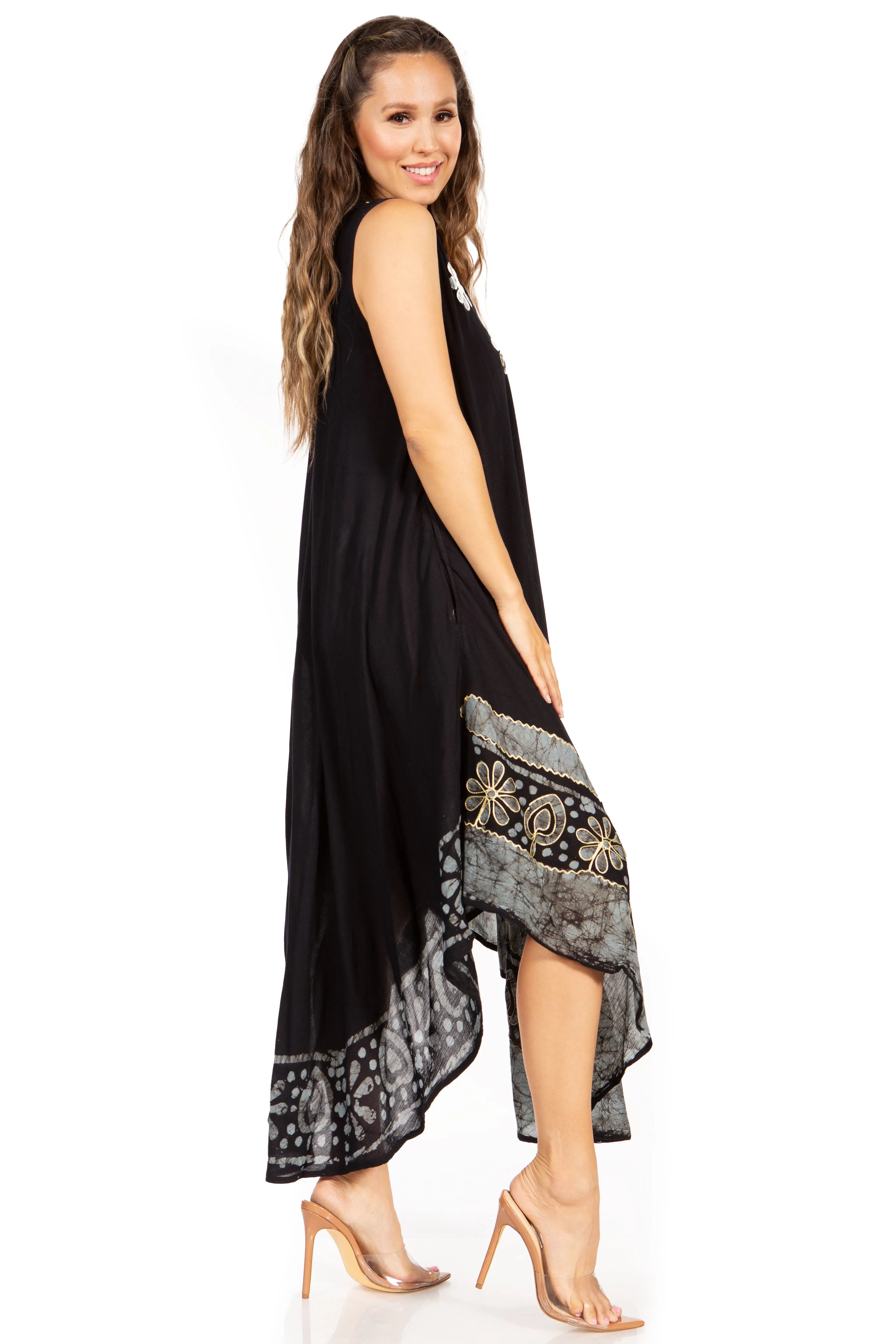 Sakkas Batik Flower Caftan Tank Dress / Cover Up