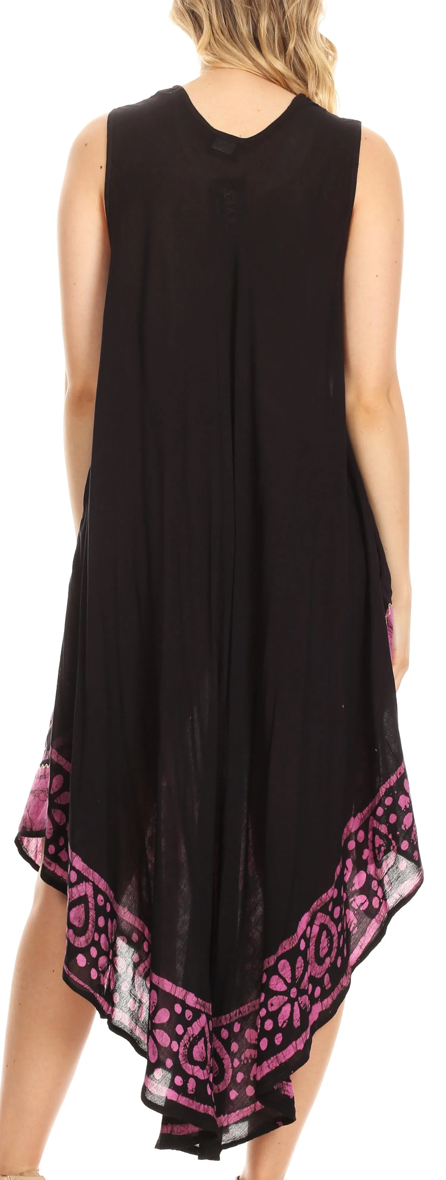 Sakkas Batik Flower Caftan Tank Dress / Cover Up