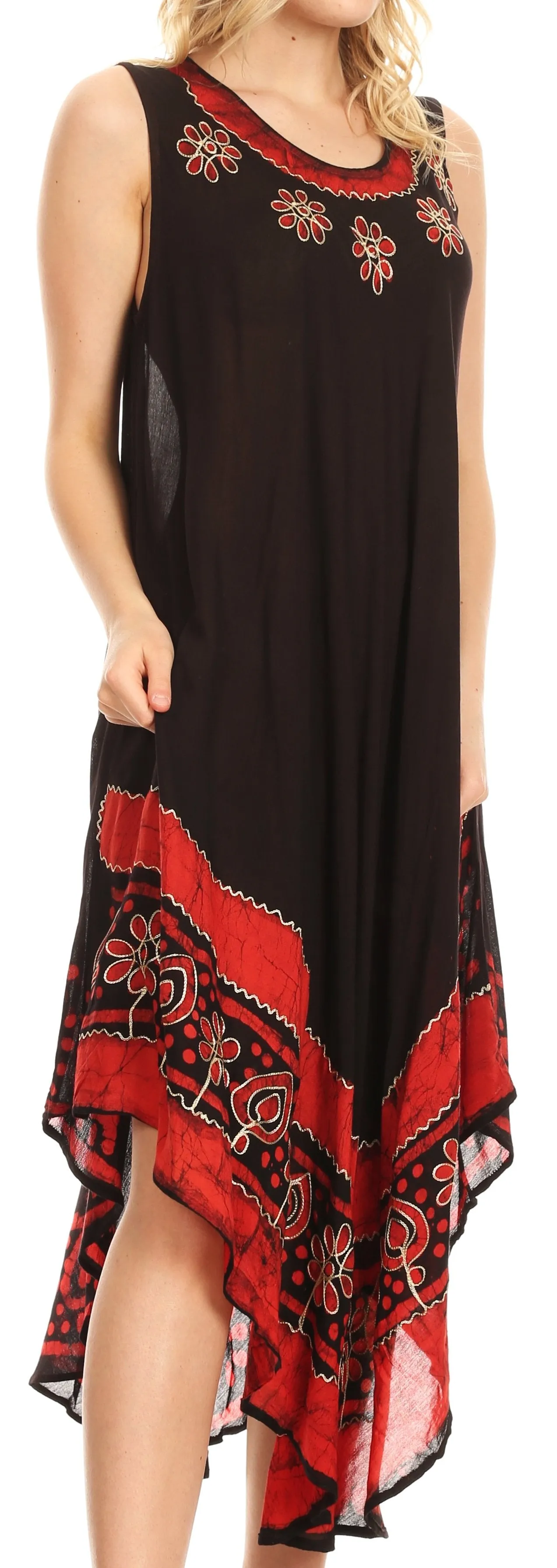 Sakkas Batik Flower Caftan Tank Dress / Cover Up