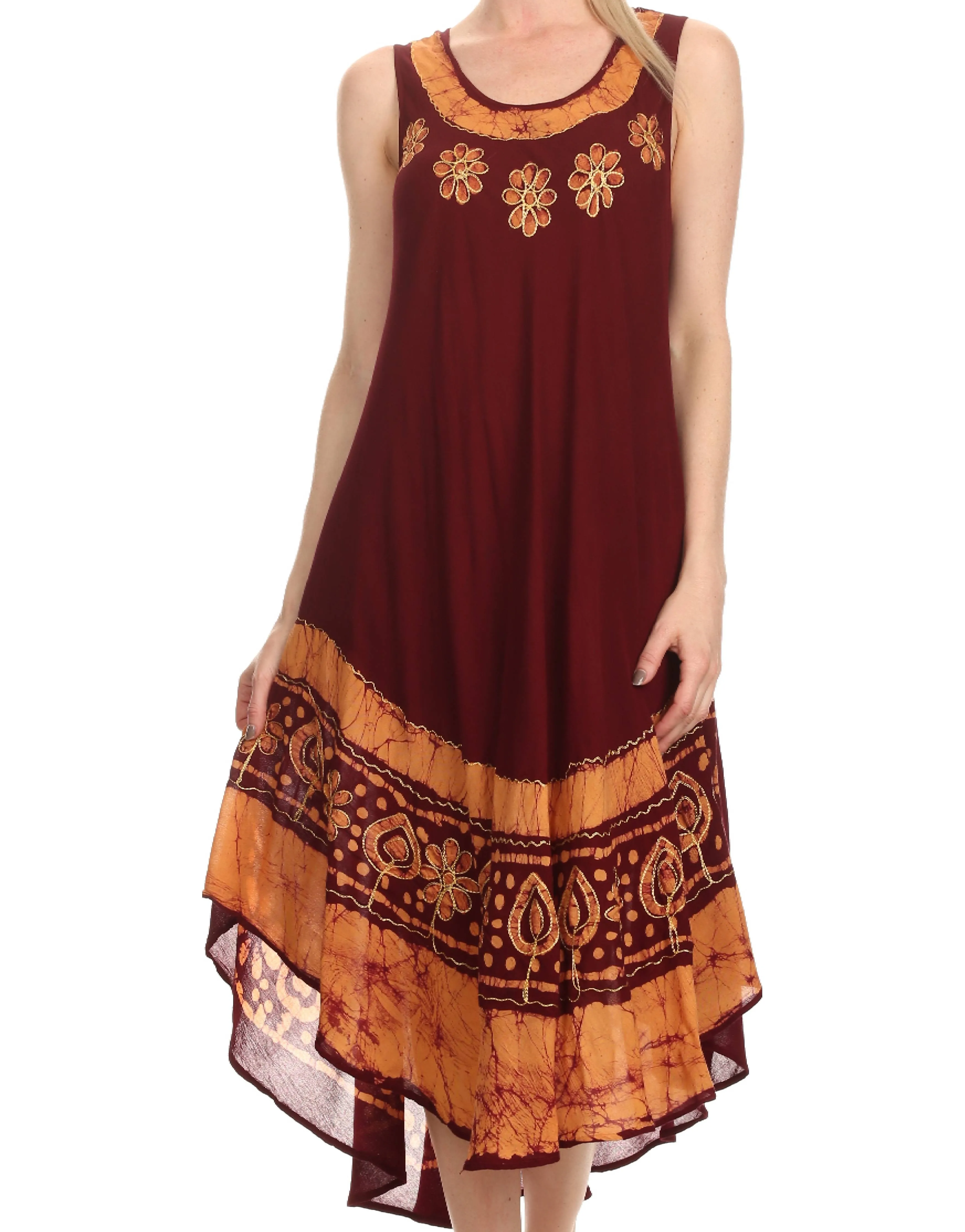 Sakkas Batik Flower Caftan Tank Dress / Cover Up