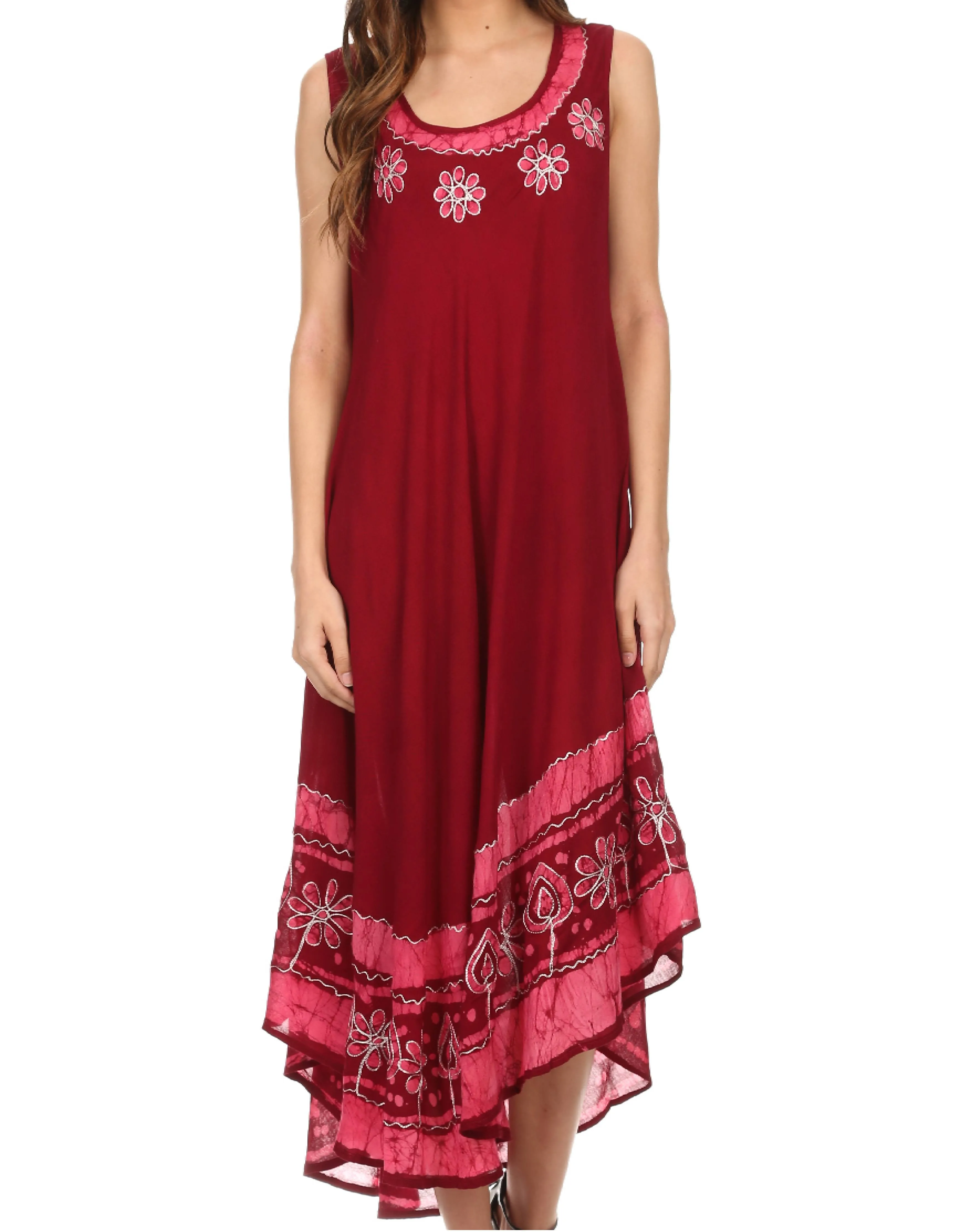 Sakkas Batik Flower Caftan Tank Dress / Cover Up