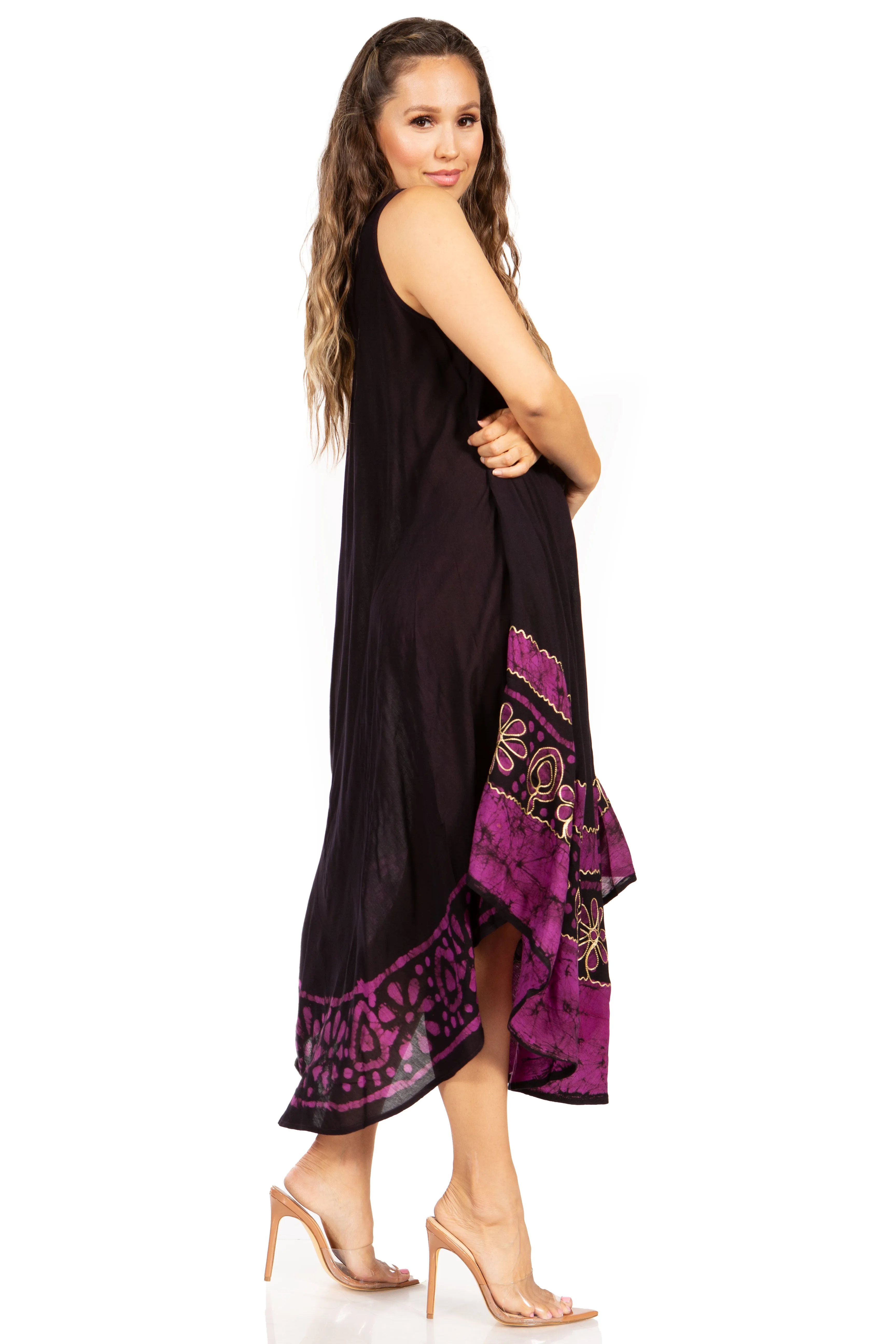 Sakkas Batik Flower Caftan Tank Dress / Cover Up