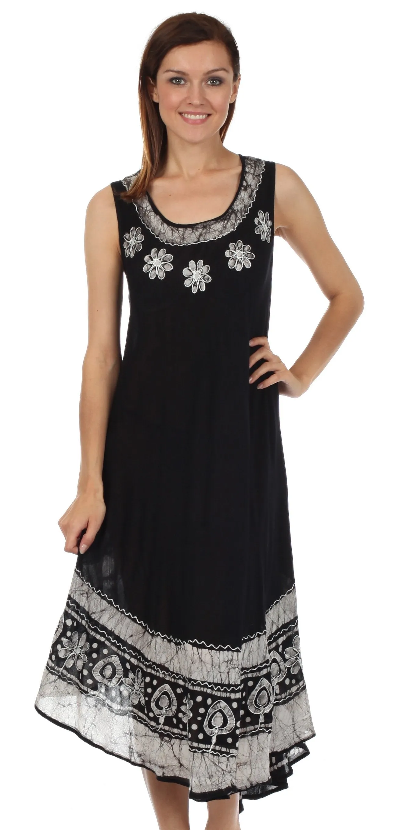 Sakkas Batik Flower Caftan Tank Dress / Cover Up