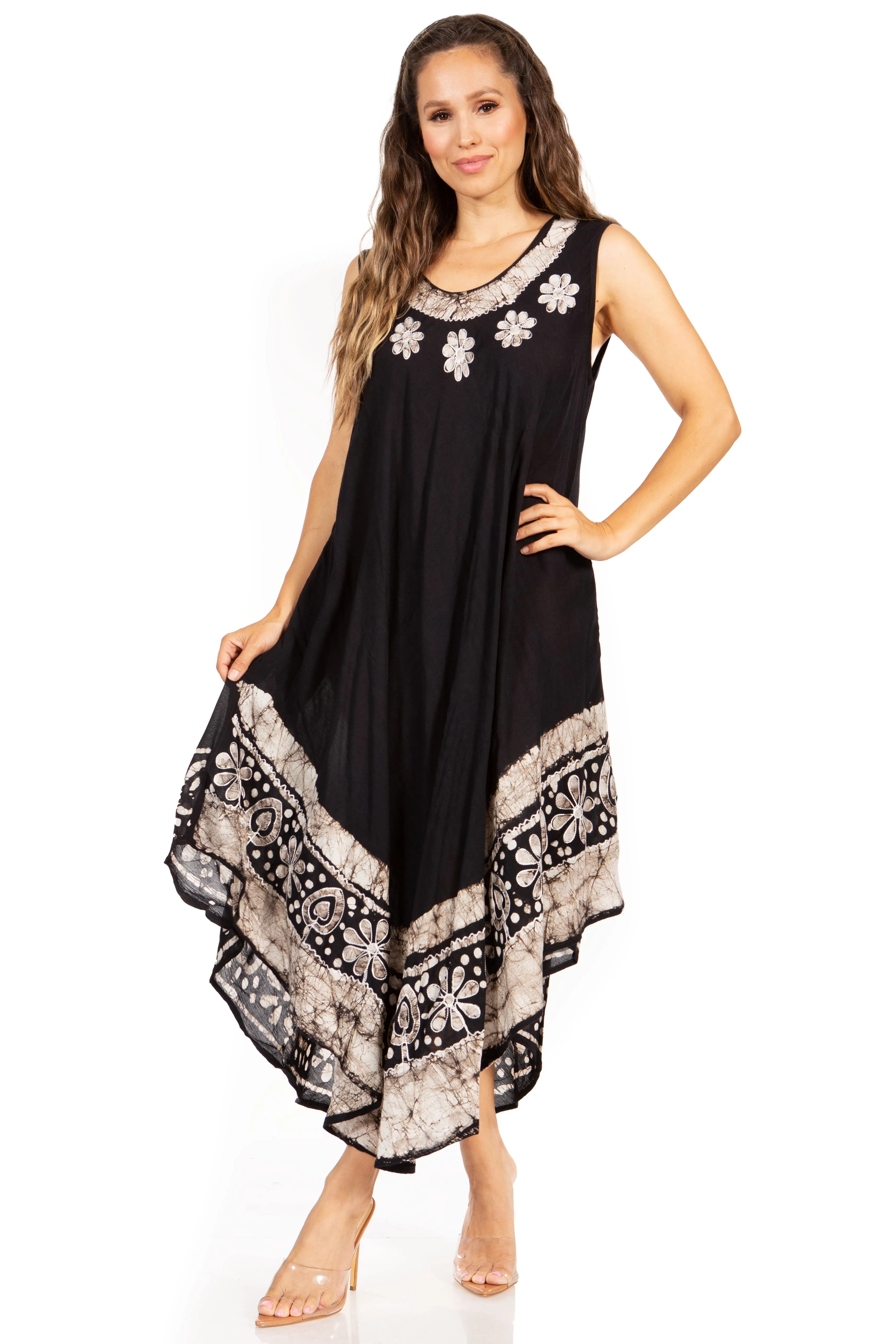 Sakkas Batik Flower Caftan Tank Dress / Cover Up