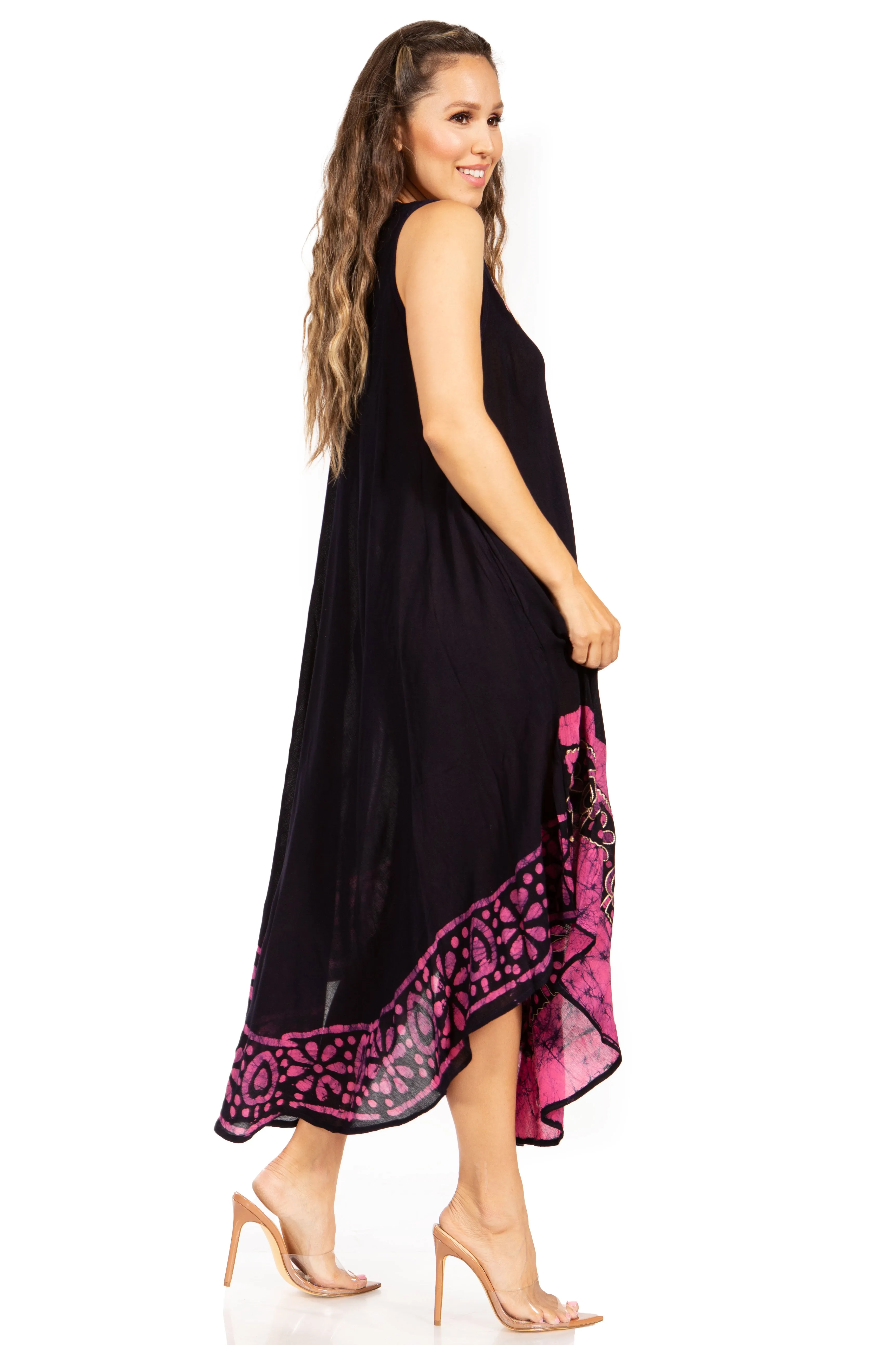 Sakkas Batik Flower Caftan Tank Dress / Cover Up