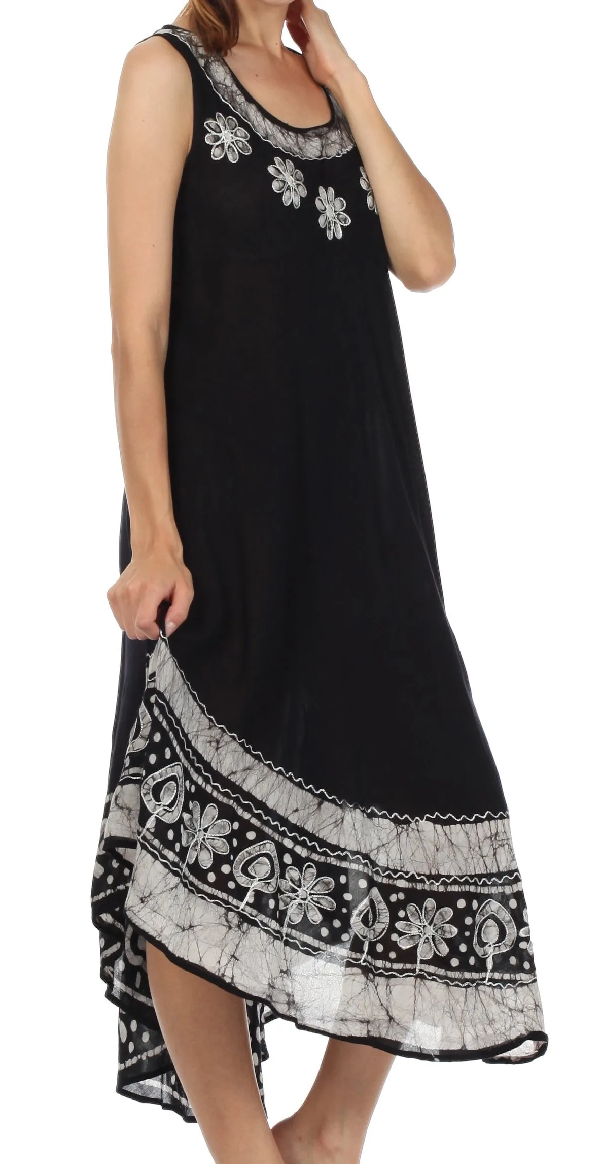 Sakkas Batik Flower Caftan Tank Dress / Cover Up