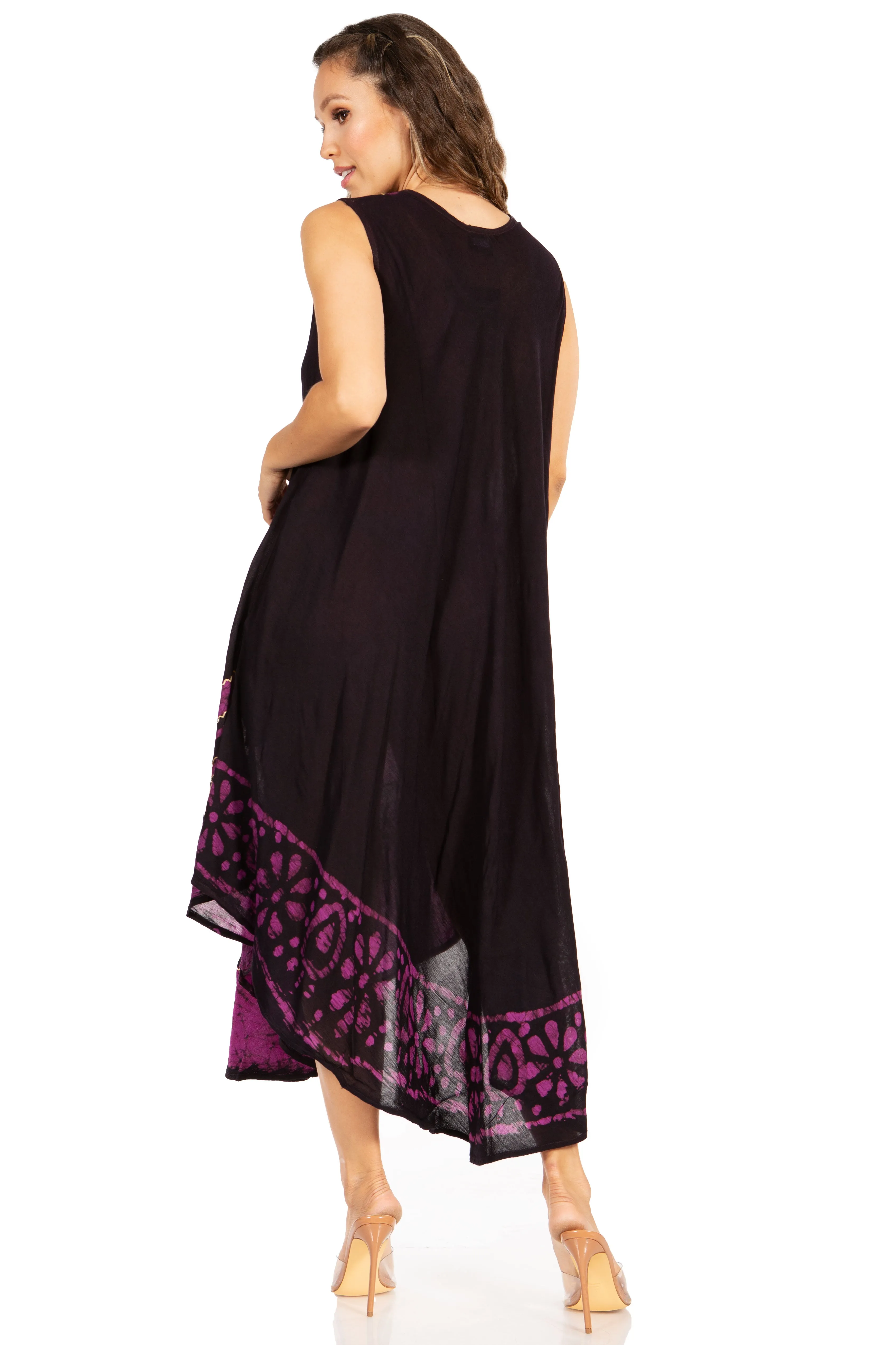 Sakkas Batik Flower Caftan Tank Dress / Cover Up