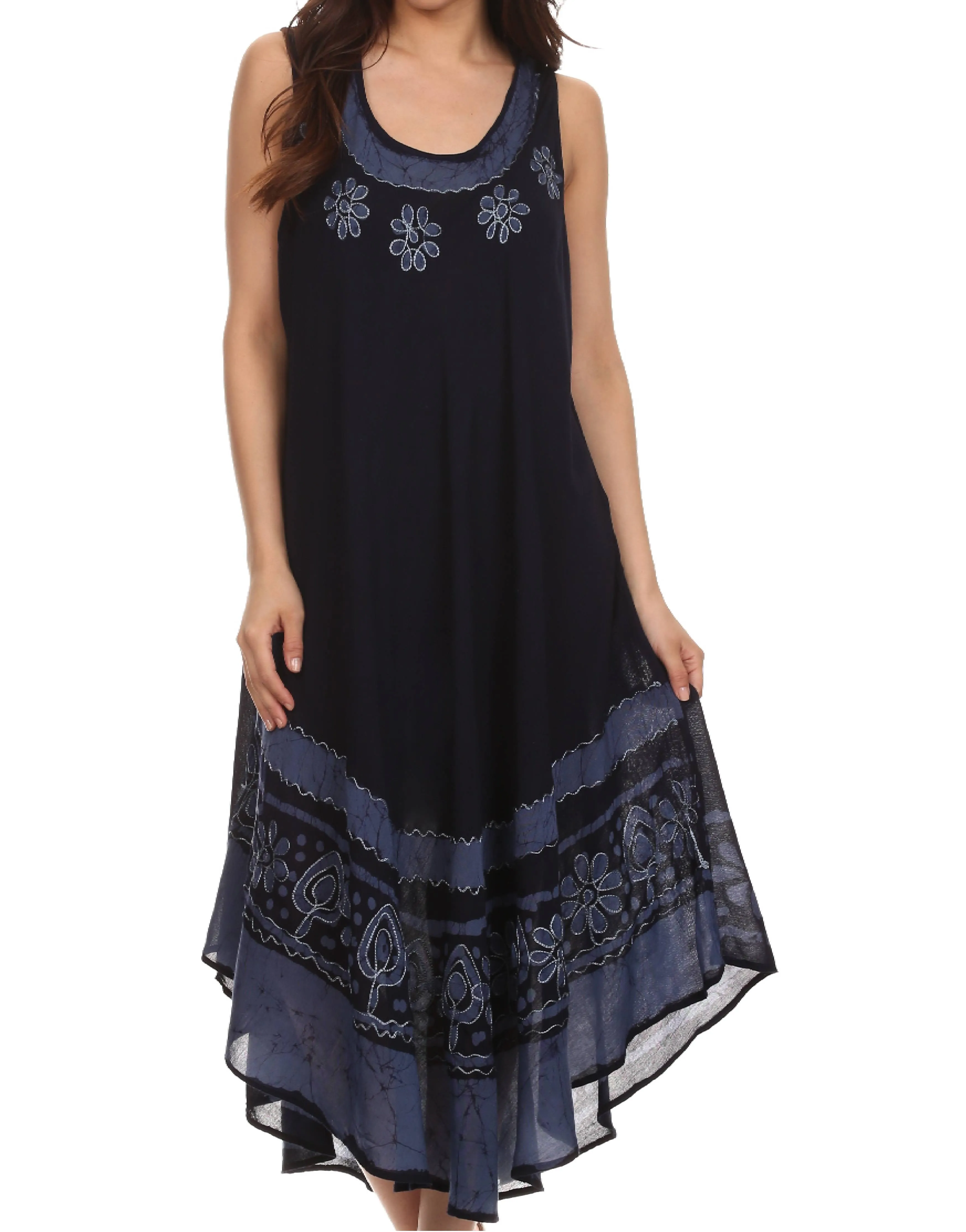 Sakkas Batik Flower Caftan Tank Dress / Cover Up