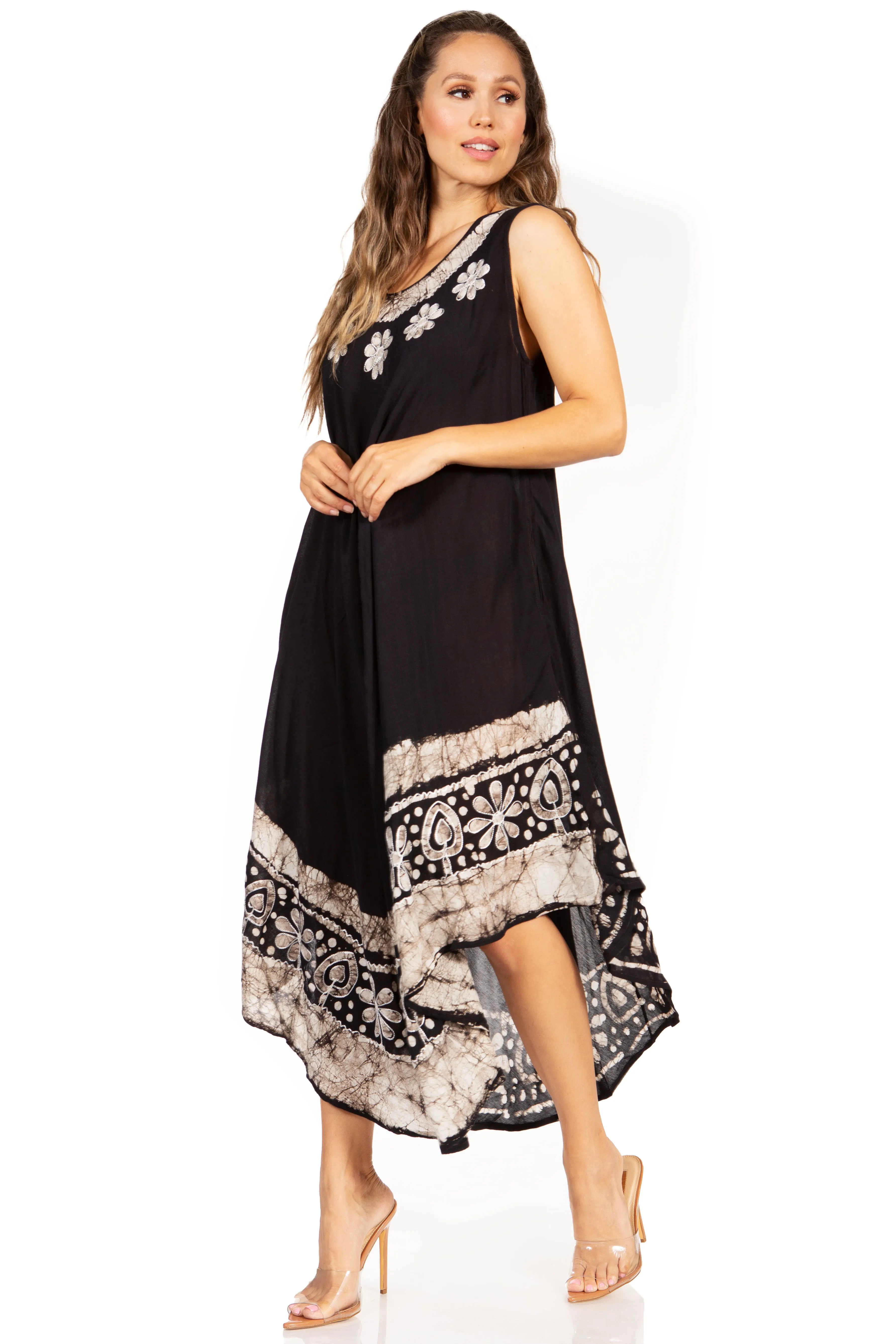 Sakkas Batik Flower Caftan Tank Dress / Cover Up