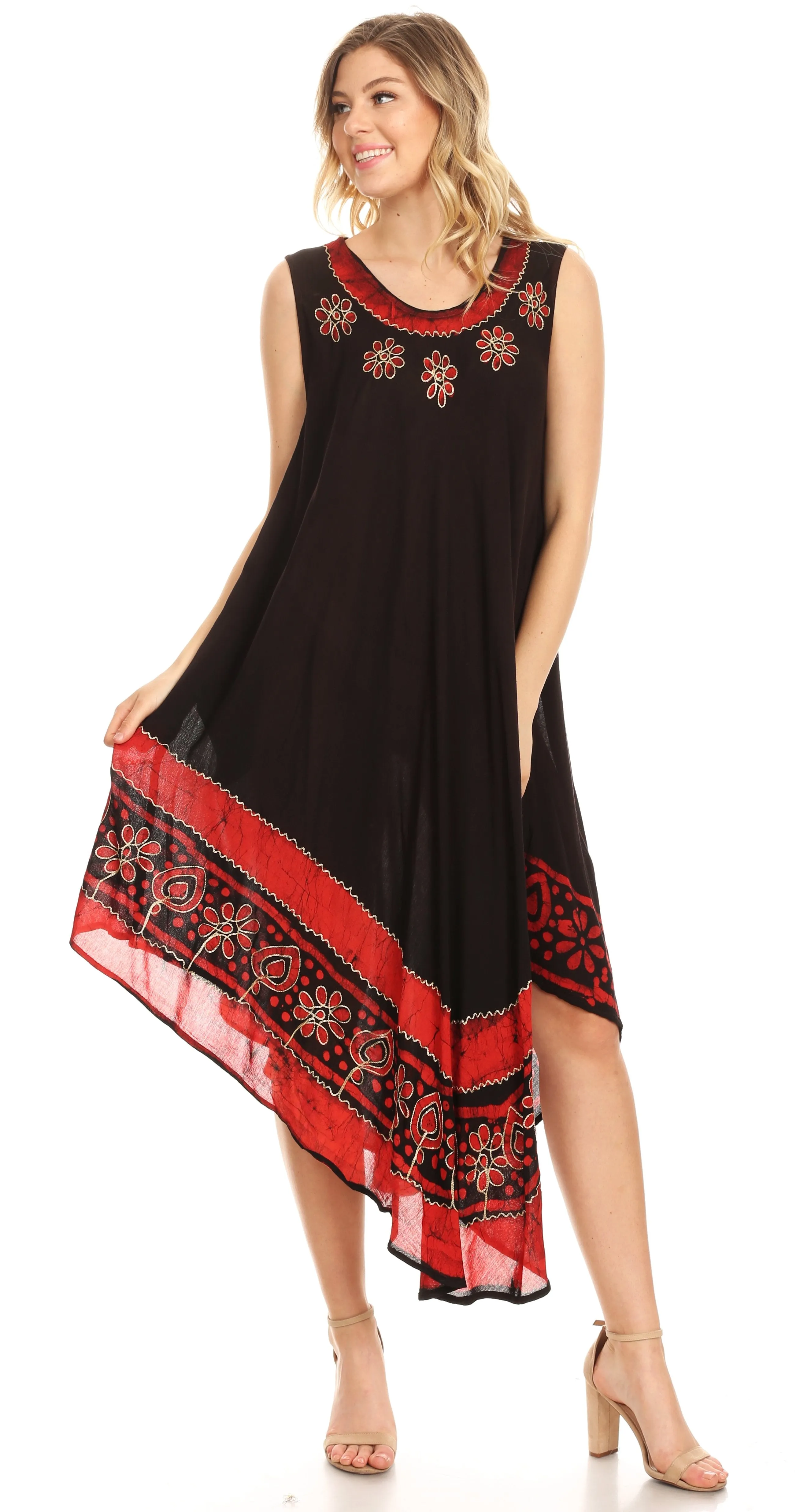 Sakkas Batik Flower Caftan Tank Dress / Cover Up