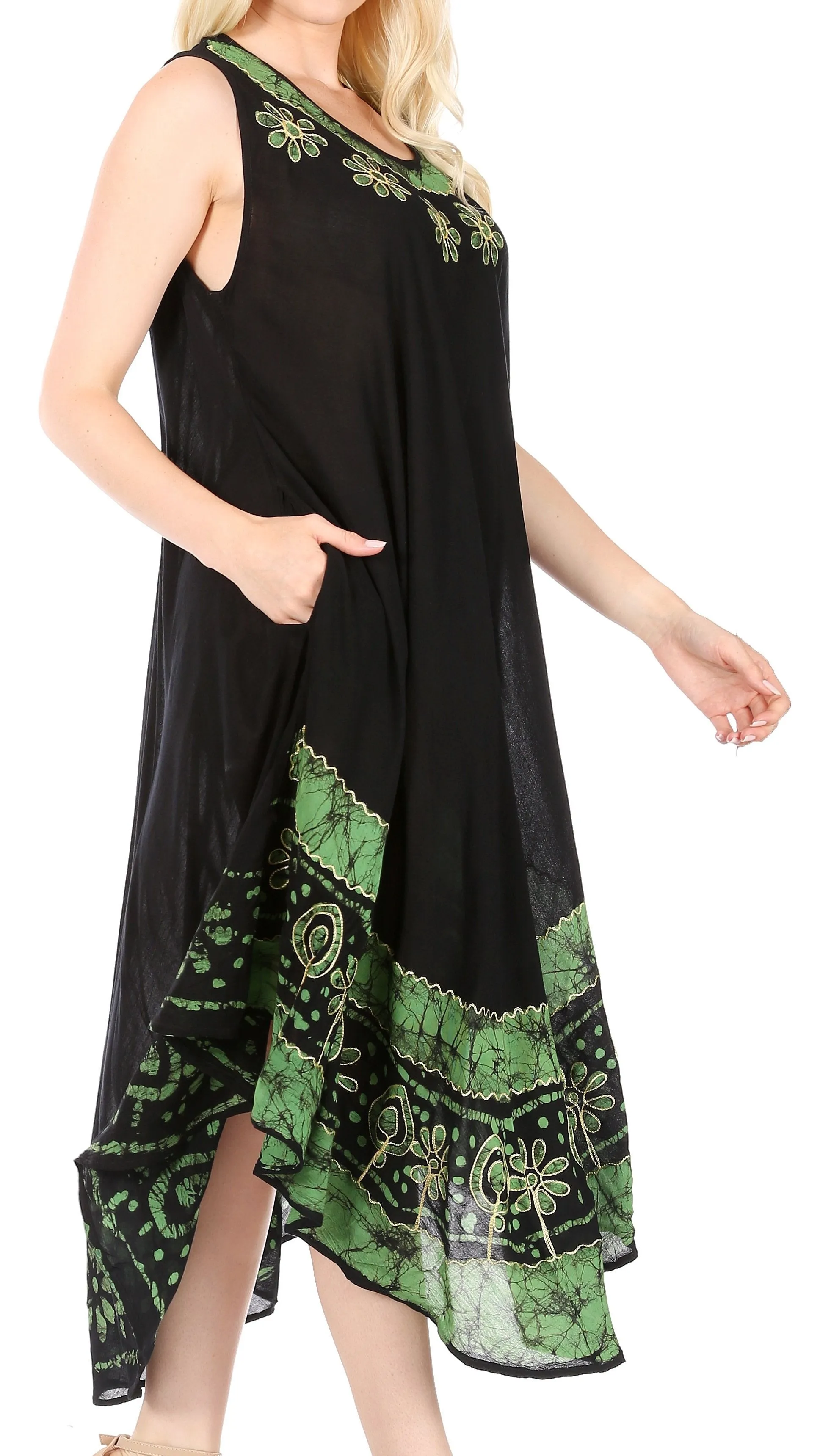 Sakkas Batik Flower Caftan Tank Dress / Cover Up