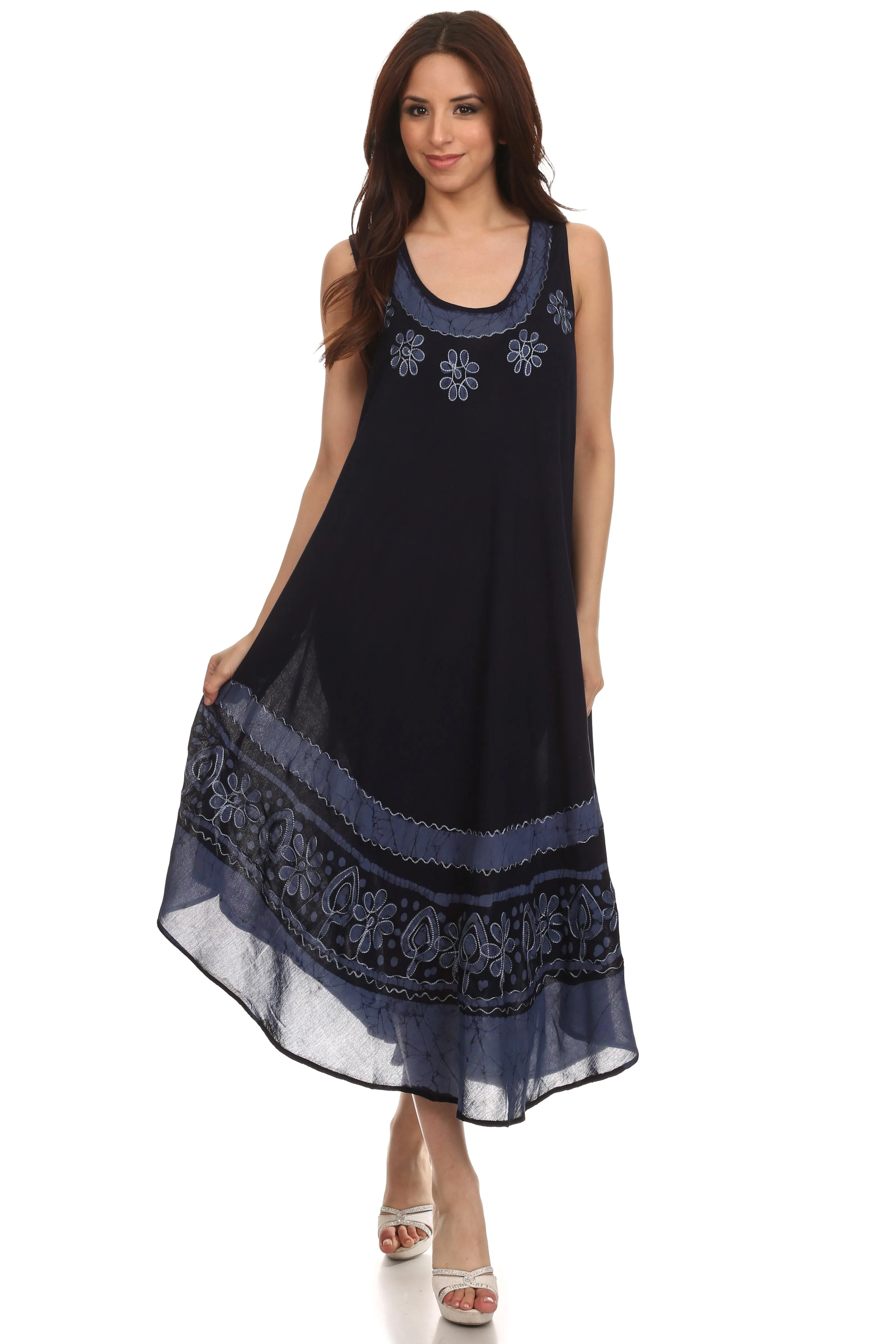 Sakkas Batik Flower Caftan Tank Dress / Cover Up