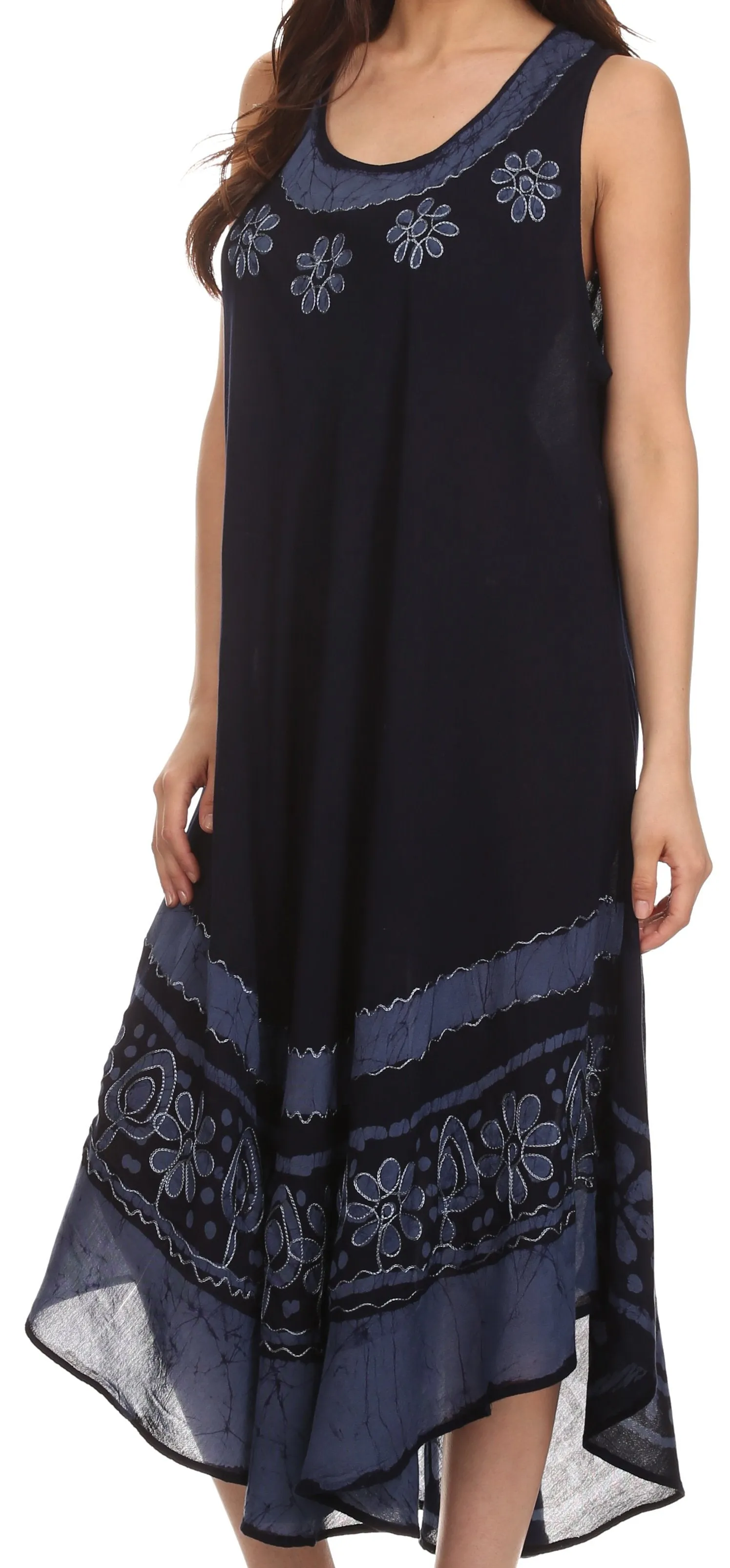 Sakkas Batik Flower Caftan Tank Dress / Cover Up