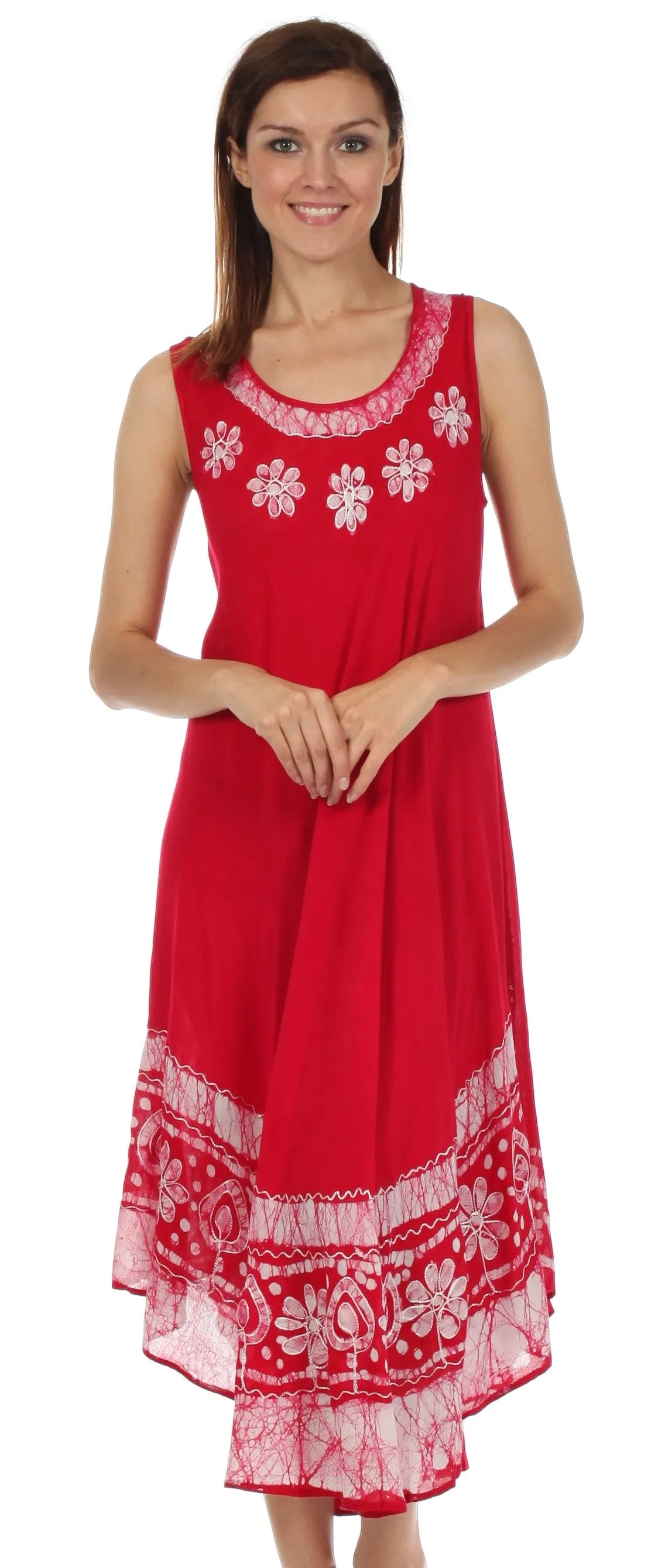 Sakkas Batik Flower Caftan Tank Dress / Cover Up