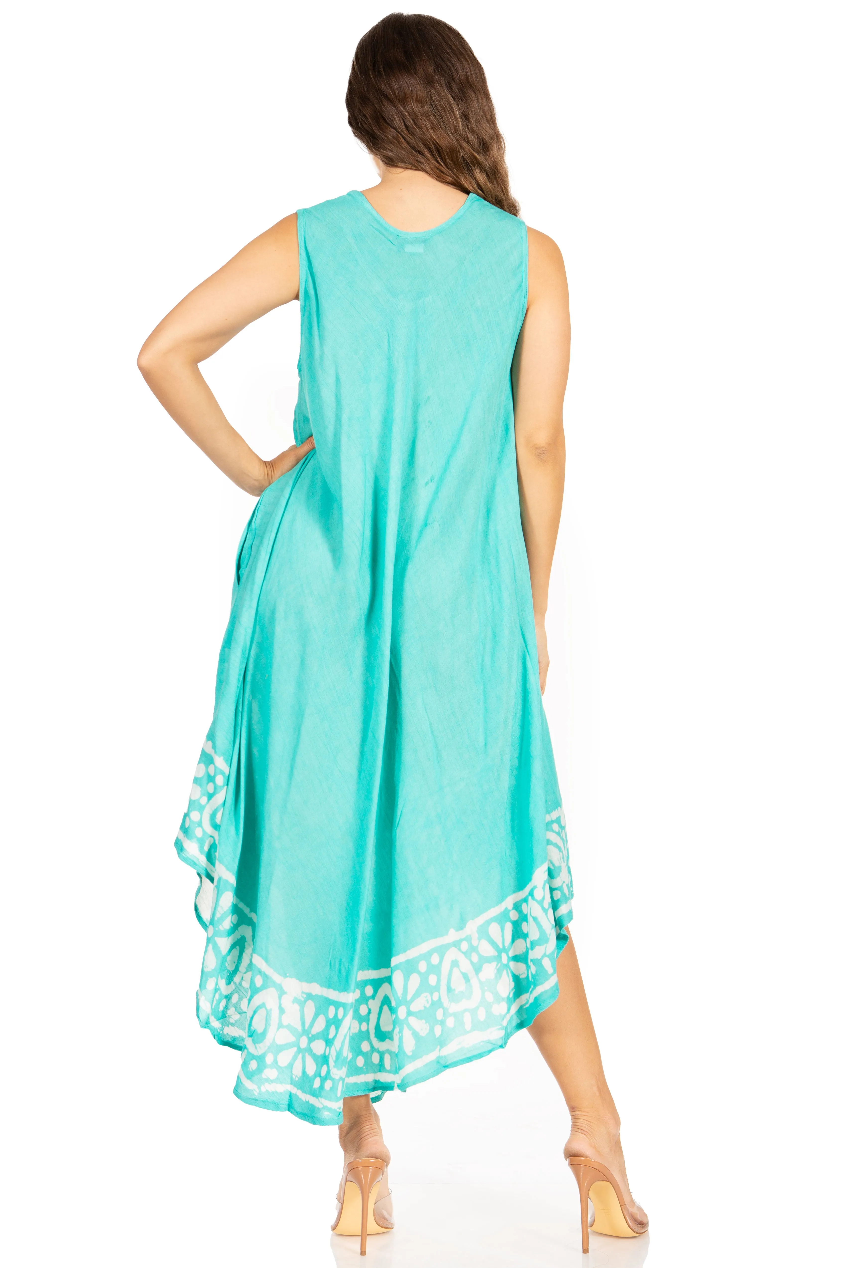 Sakkas Batik Flower Caftan Tank Dress / Cover Up