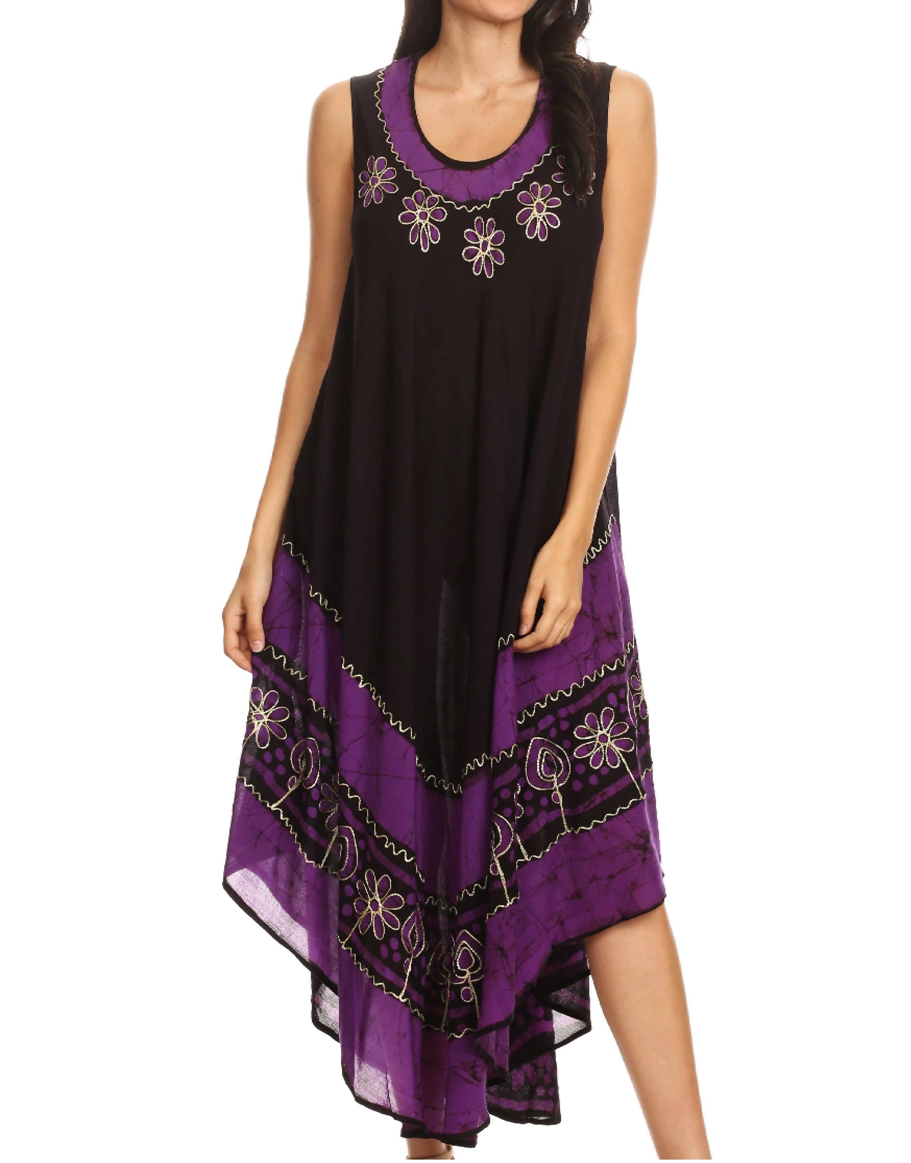 Sakkas Batik Flower Caftan Tank Dress / Cover Up