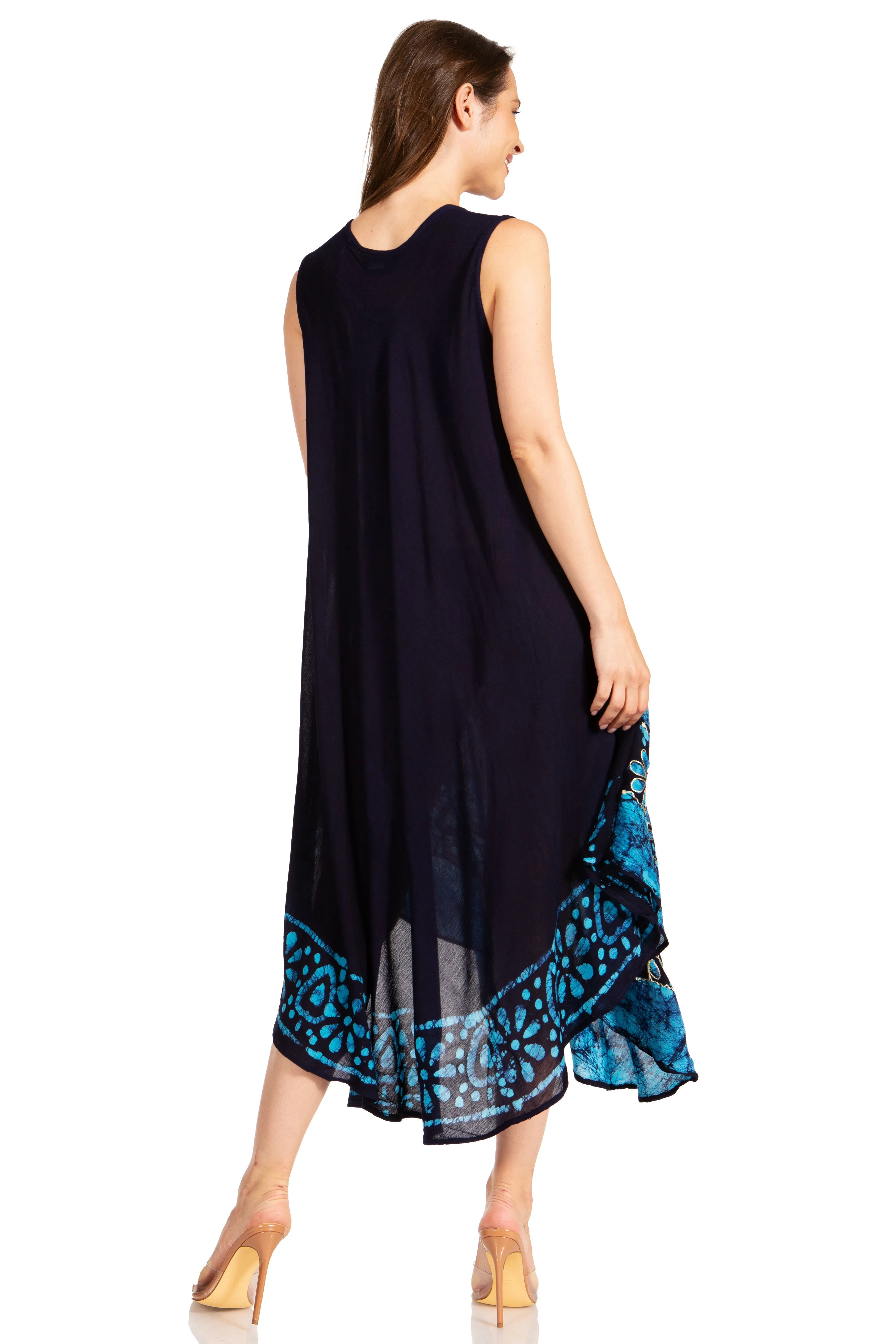 Sakkas Batik Flower Caftan Tank Dress / Cover Up