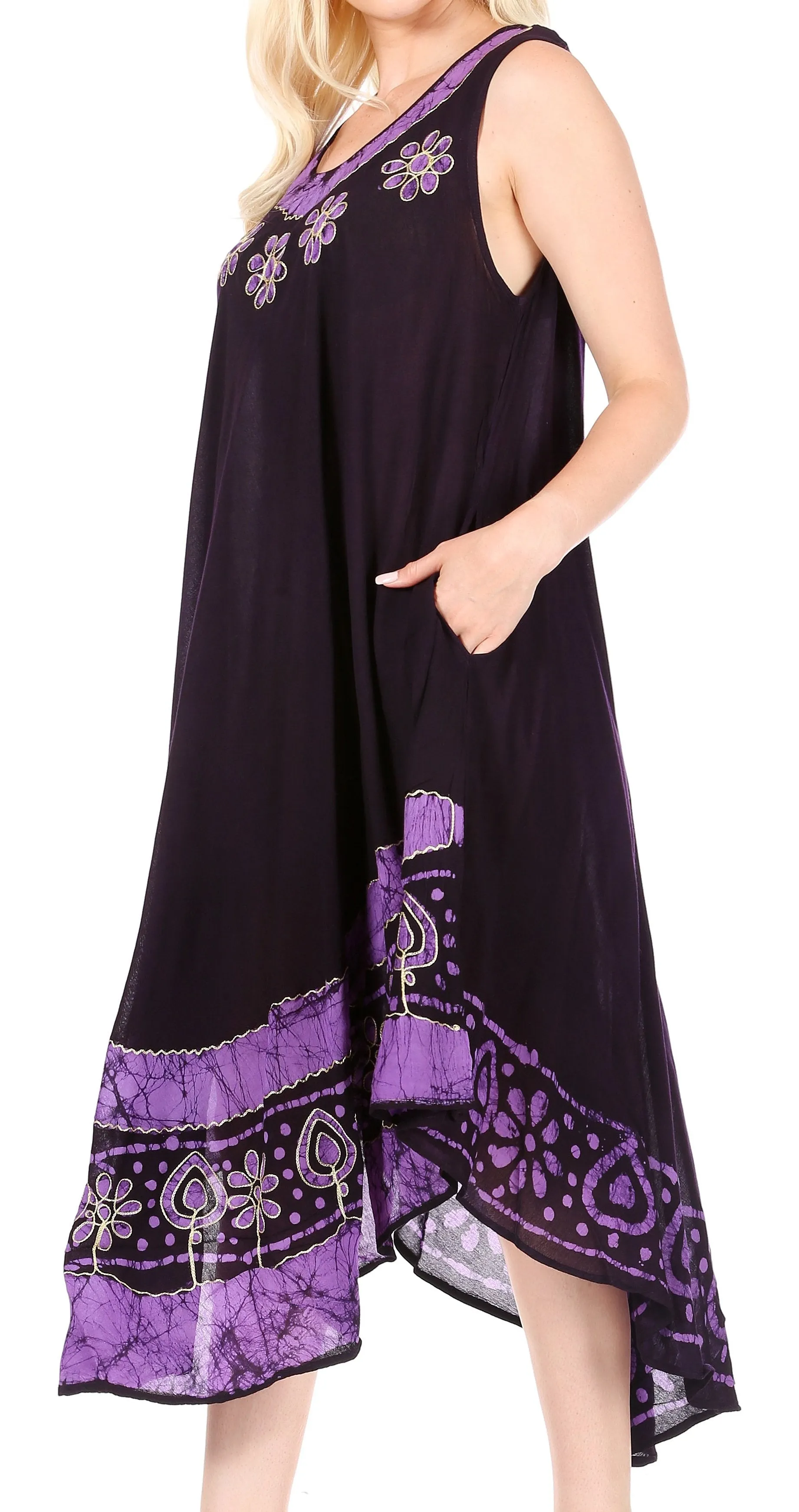 Sakkas Batik Flower Caftan Tank Dress / Cover Up