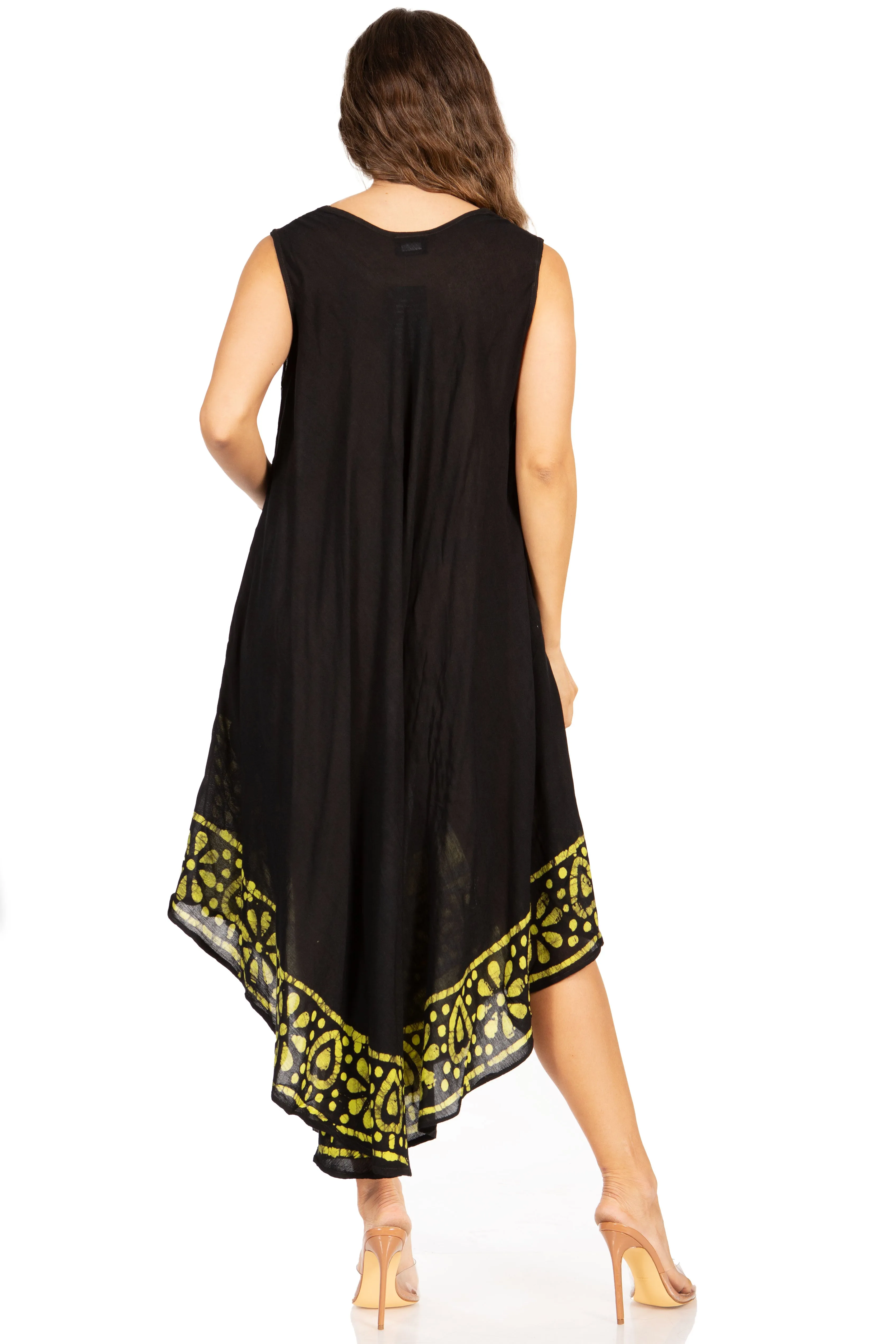 Sakkas Batik Flower Caftan Tank Dress / Cover Up