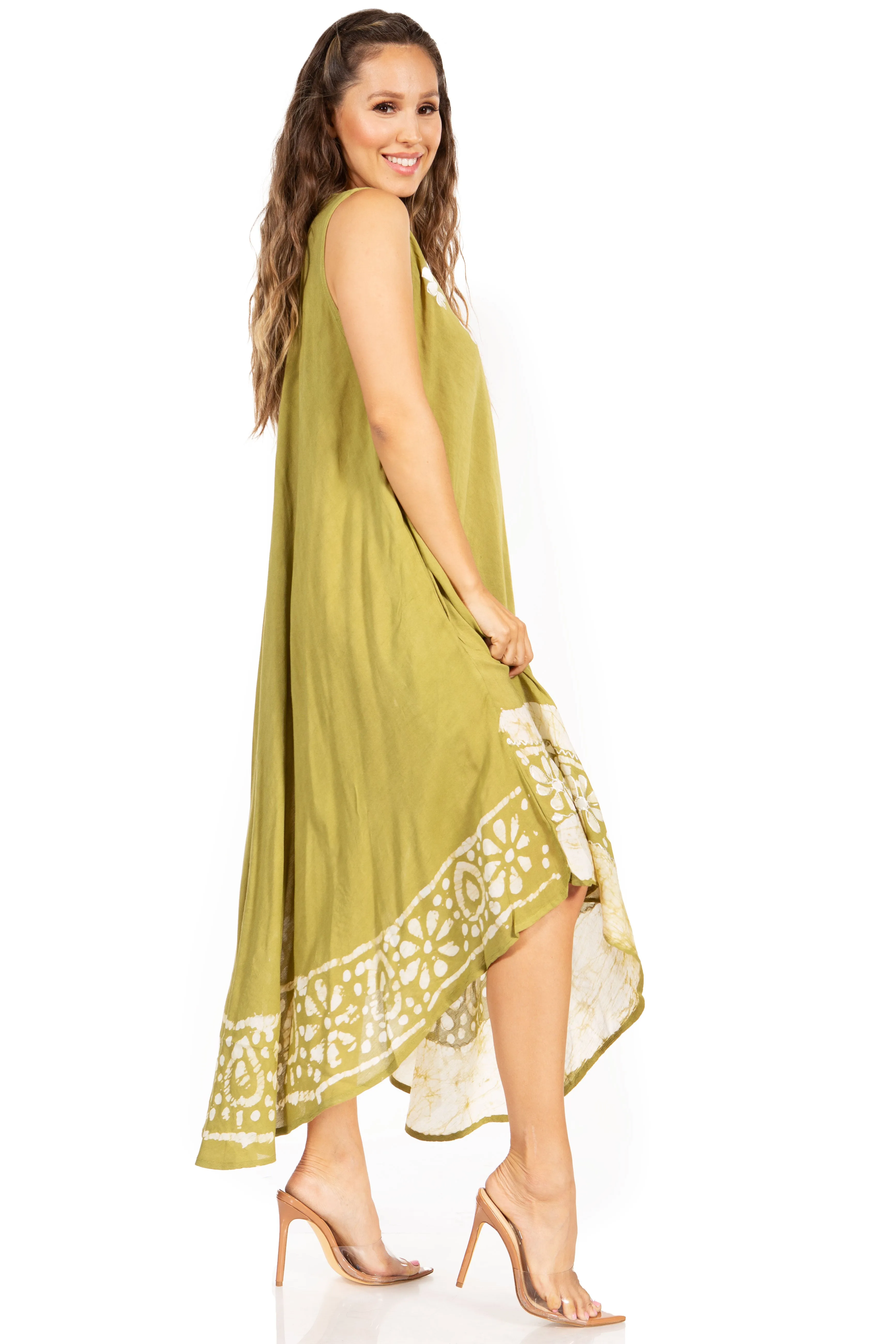 Sakkas Batik Flower Caftan Tank Dress / Cover Up