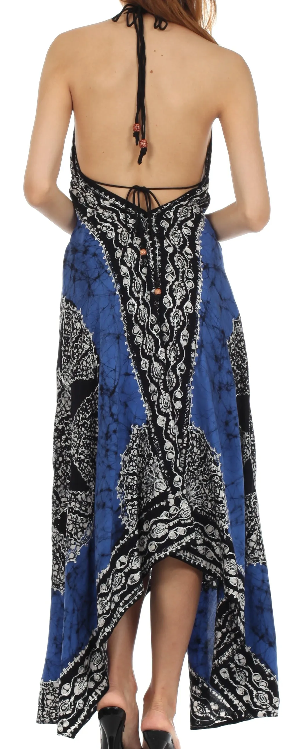 Sakkas Batik Medallion Handkerchief Hem Adjustable Dress