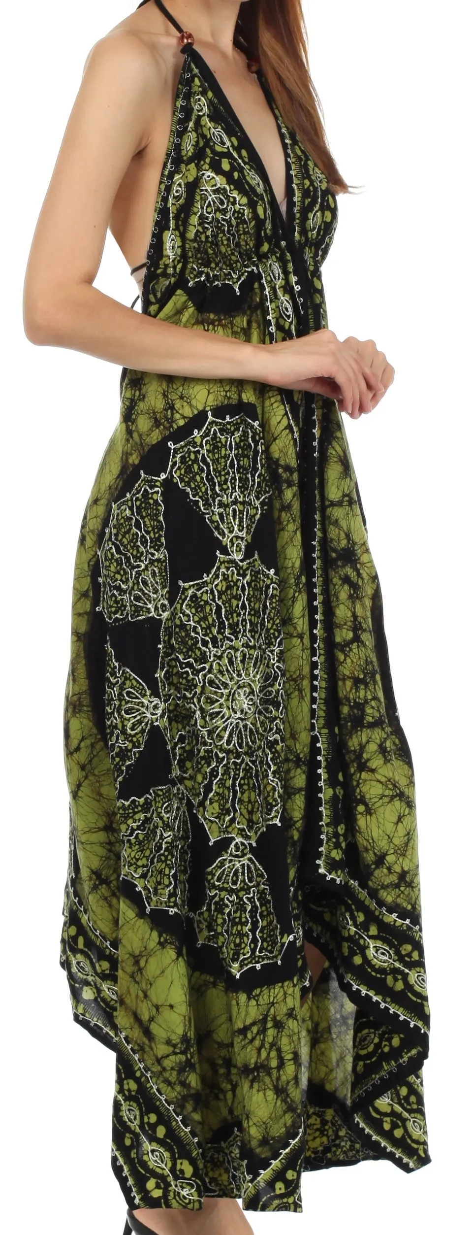 Sakkas Batik Medallion Handkerchief Hem Adjustable Dress