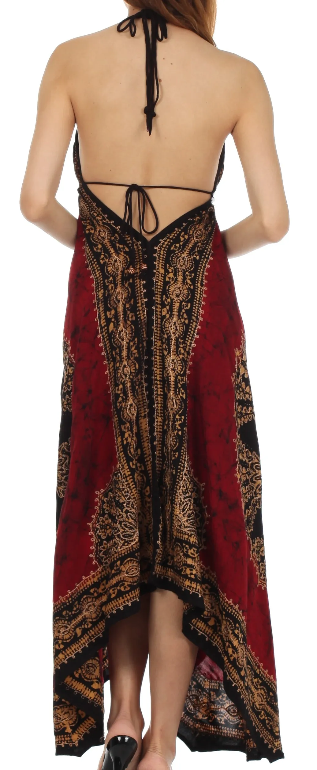 Sakkas Batik Medallion Handkerchief Hem Adjustable Dress