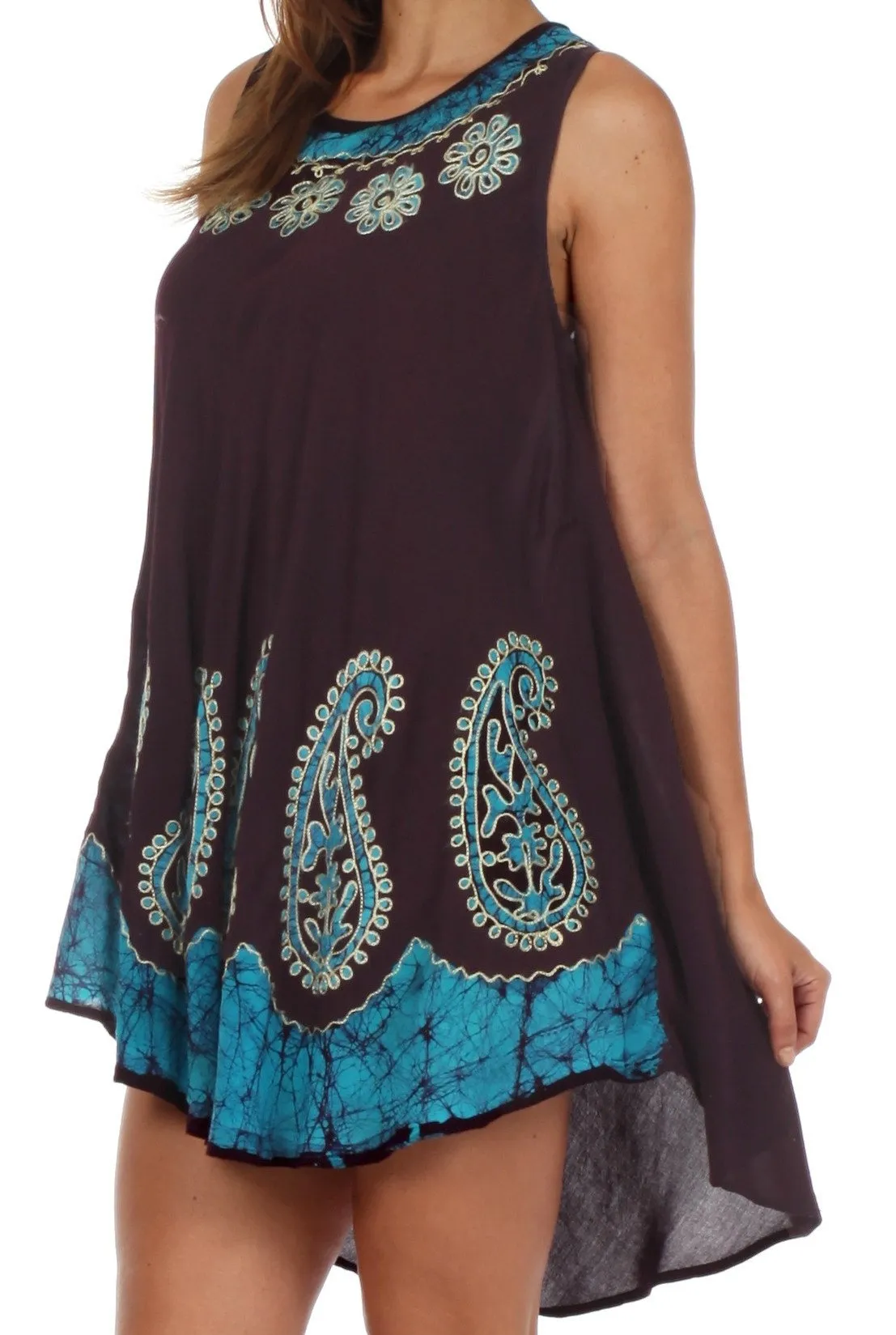 Sakkas Batik Paisley Caftan Tank Dress / Cover Up