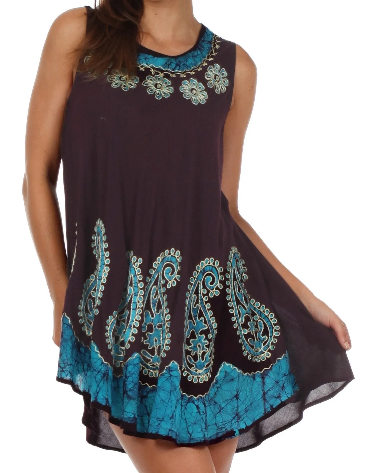 Sakkas Batik Paisley Caftan Tank Dress / Cover Up