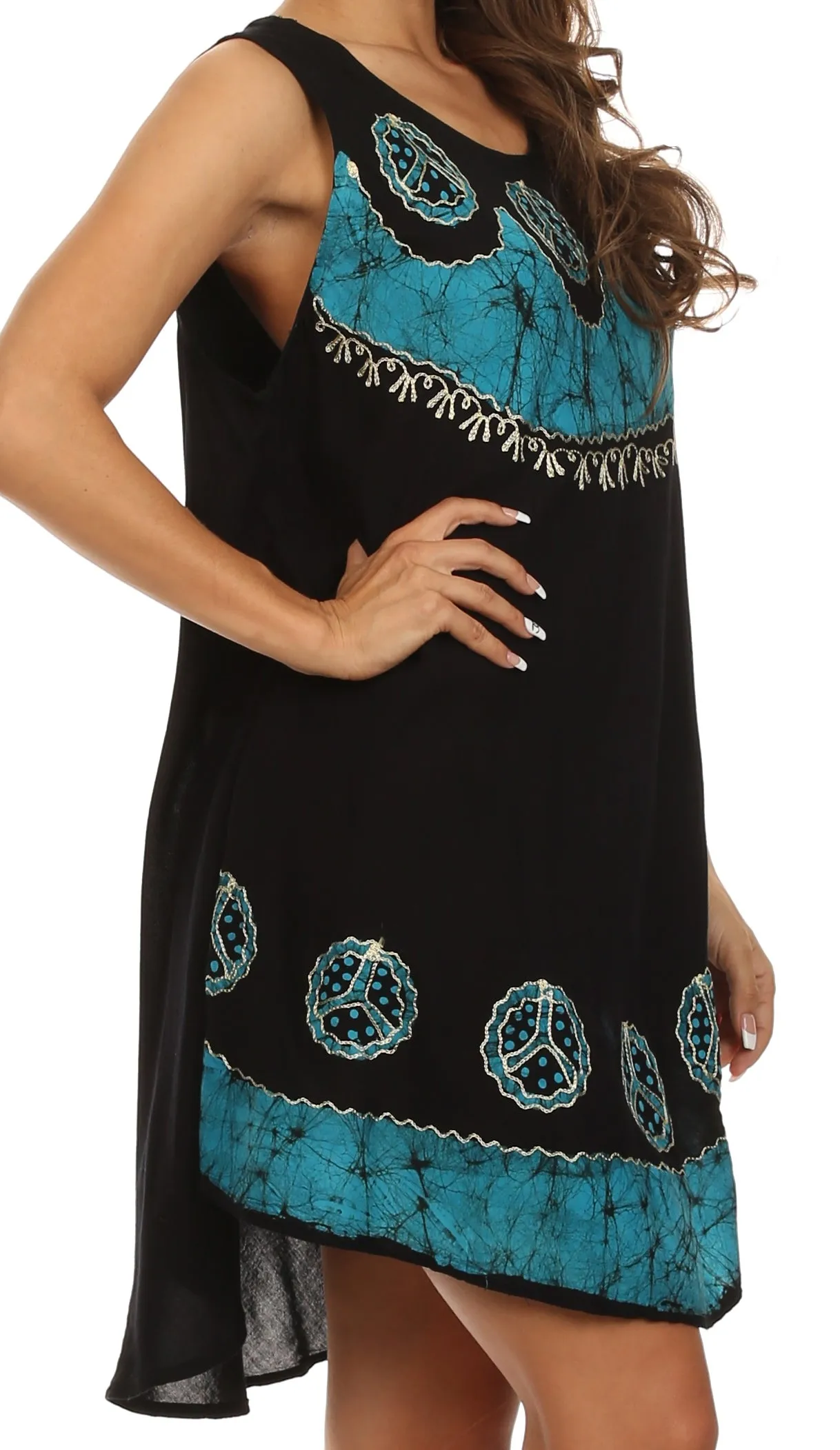 Sakkas Batik Peace Caftan Tank Dress / Cover Up